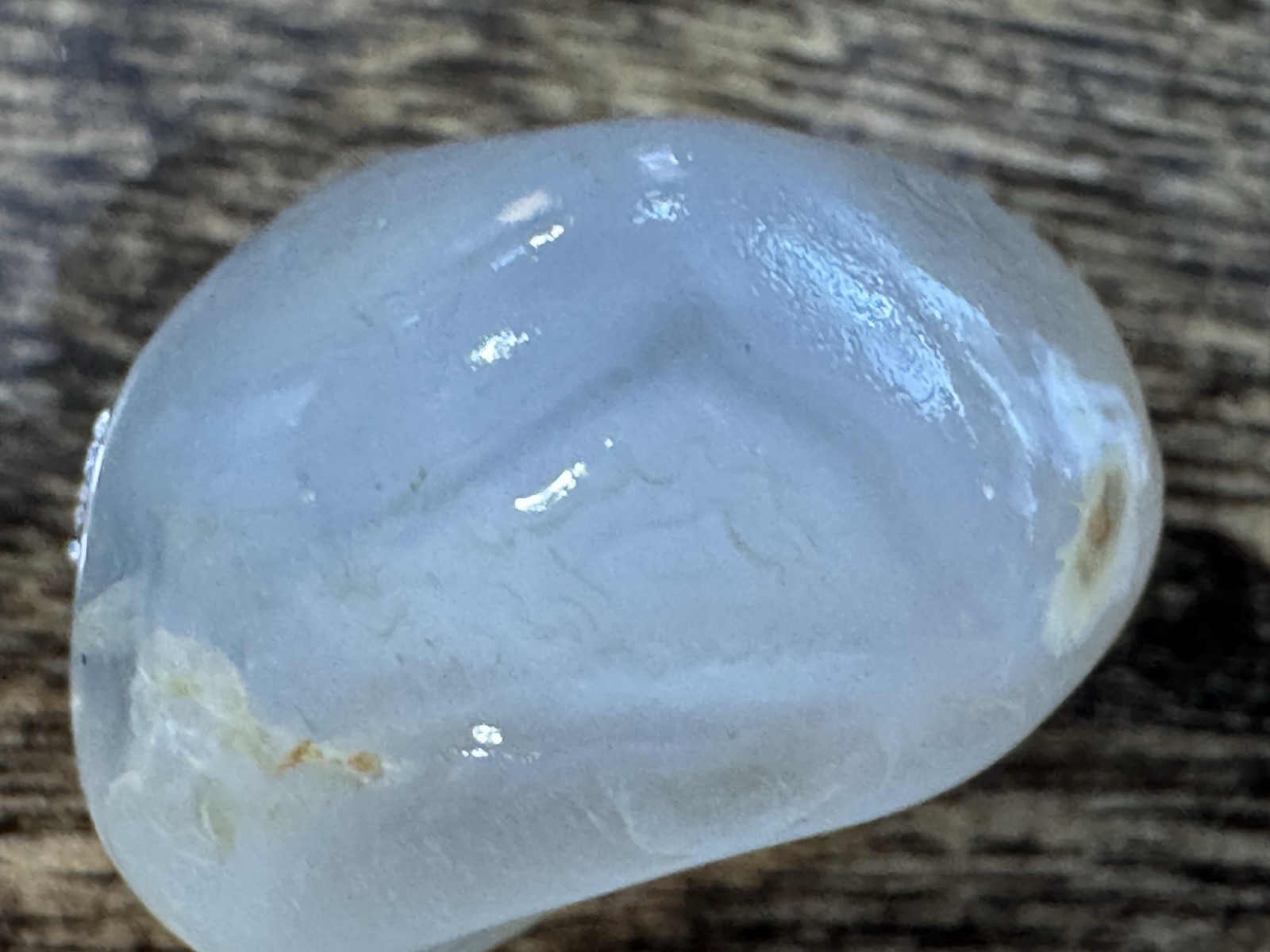 UnPolished Surf Tumbled Light Blue banded Agate Crystal Mineral Stone (1 Piece)