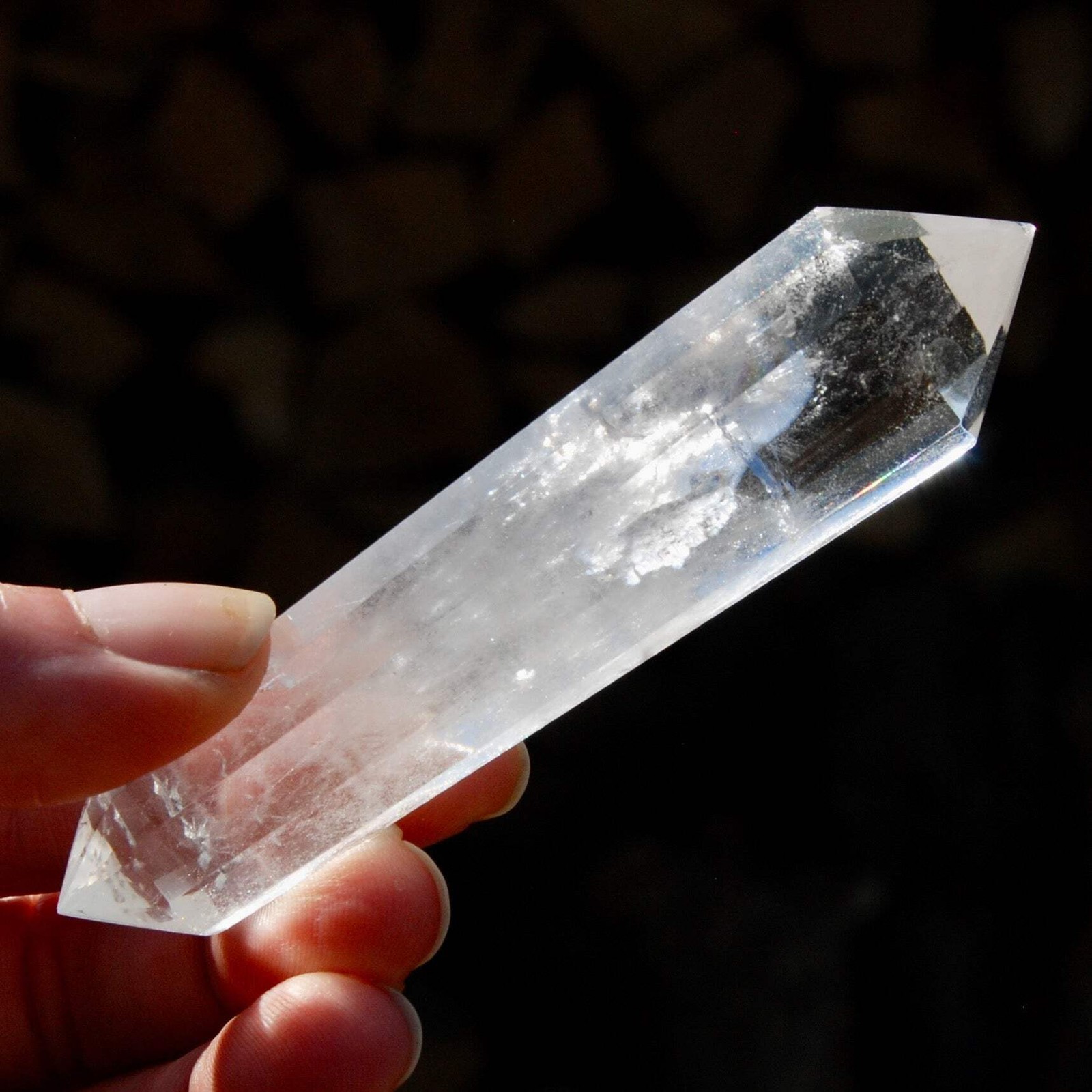 3.7″ Clear Quartz Vogel Crystal – 12 Sided Healing Wand from Brazil L1b