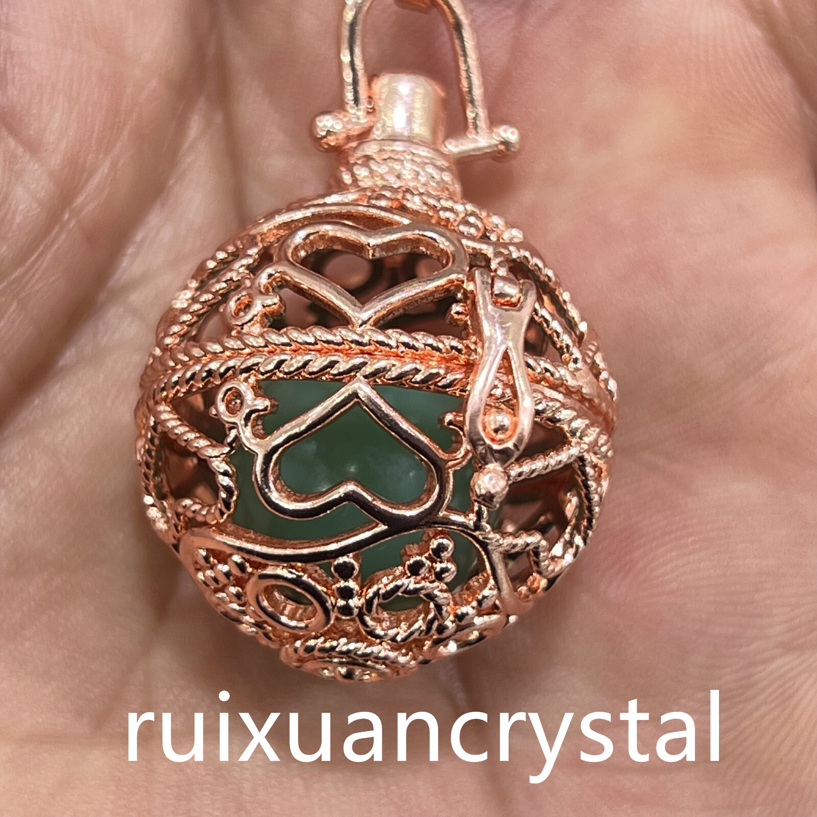 1pc Natural Aventurine Quartz Sphere cage key chain Crystal Reiki Healing