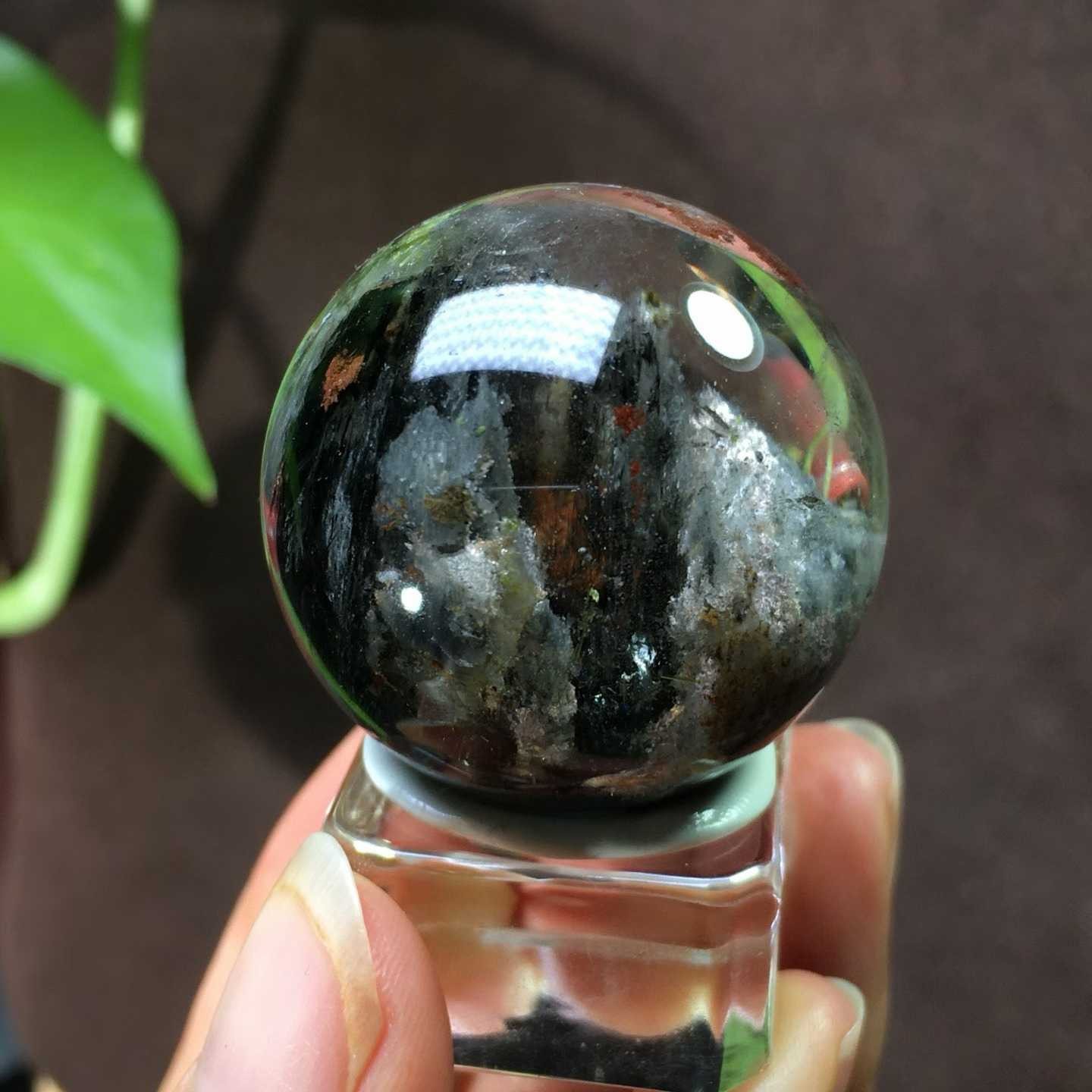 33.5mm Natural Garden crystal quartz Sphere Crystal Energy Ball Reiki Healing