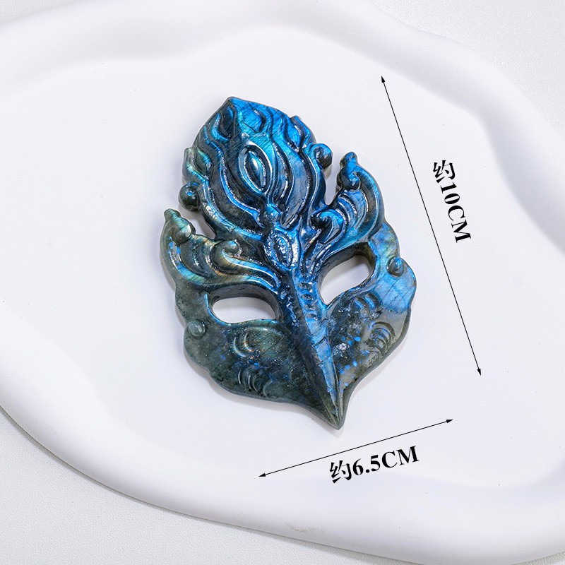 Natural Crystal Blue Light Moonstone Nine Tailed Fox Rose Ornament