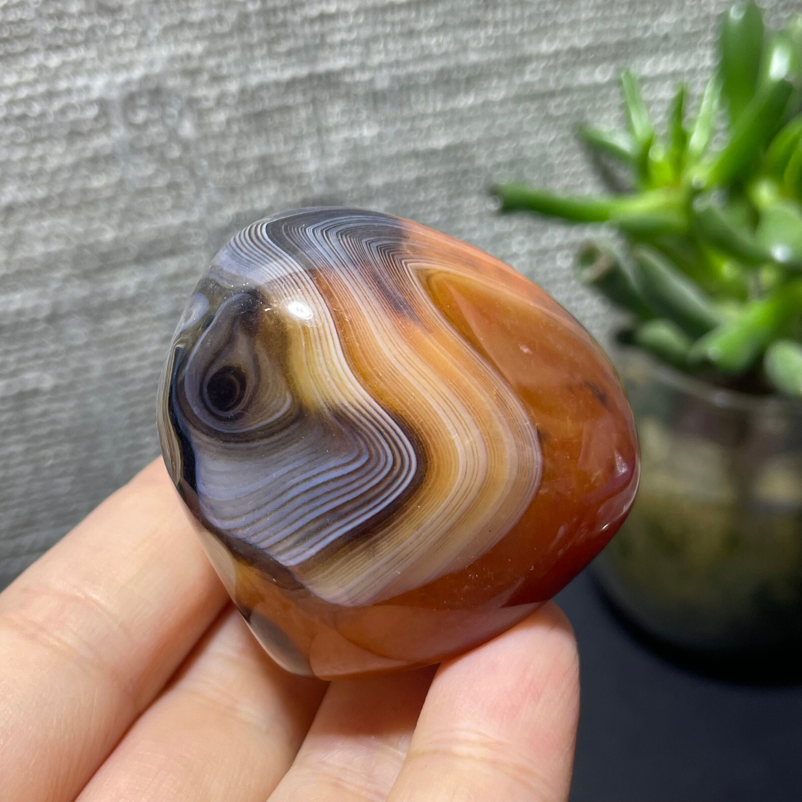80g Crazy Lace SILK Banded Agate Polished Crystal Tumbled Stone Madagascar M7712
