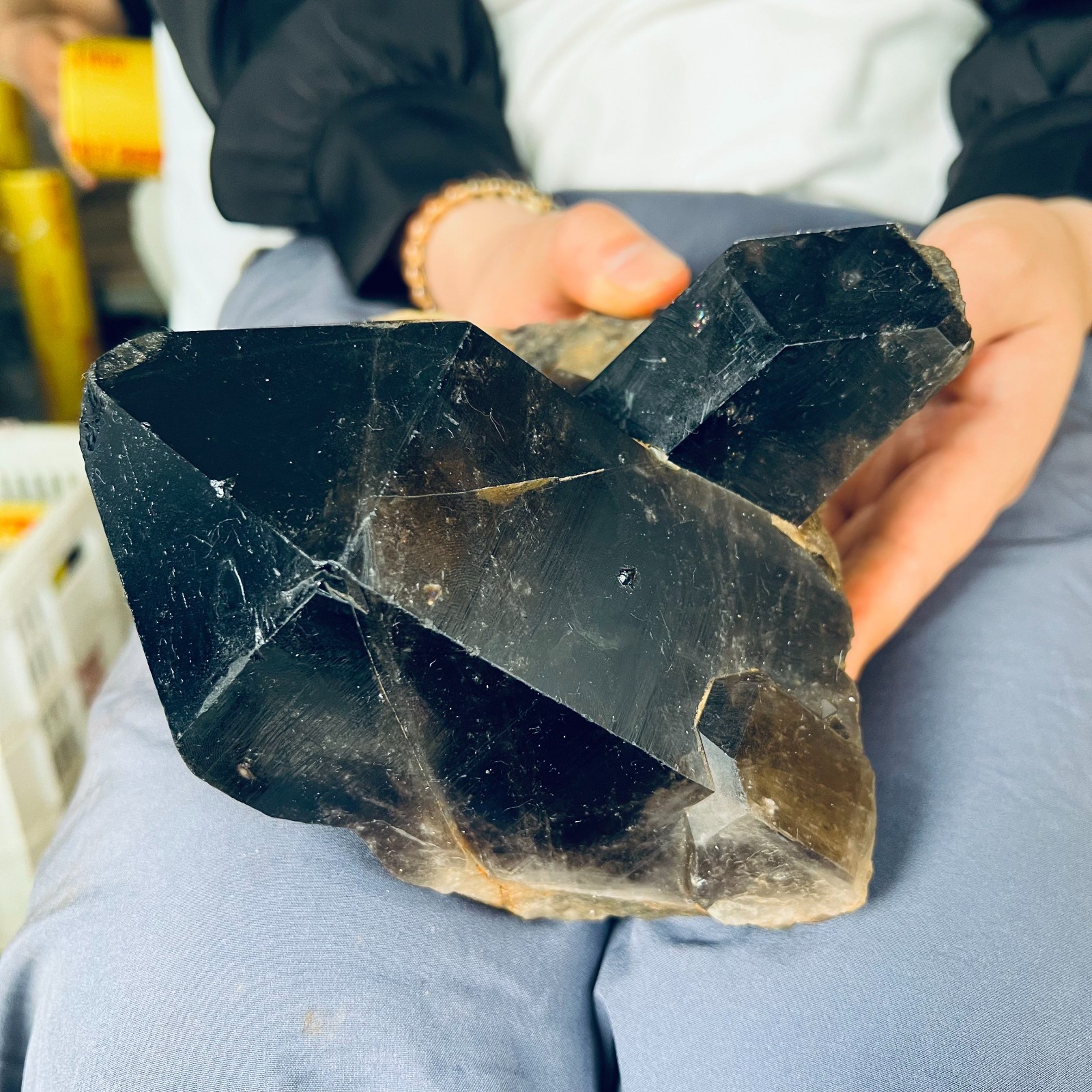 4.62LB TOP natural black smoky quartz cluster crystal vug point Mineral specimen