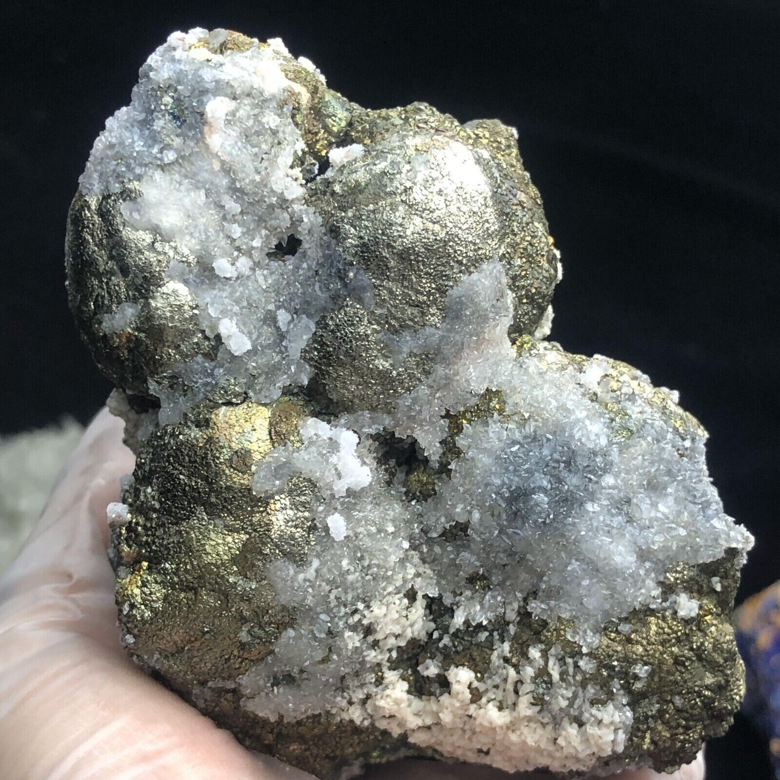 530g Rare Natural Spjerical Rainbows Pyrite & Quartz & Dolomite Mineral Specimen