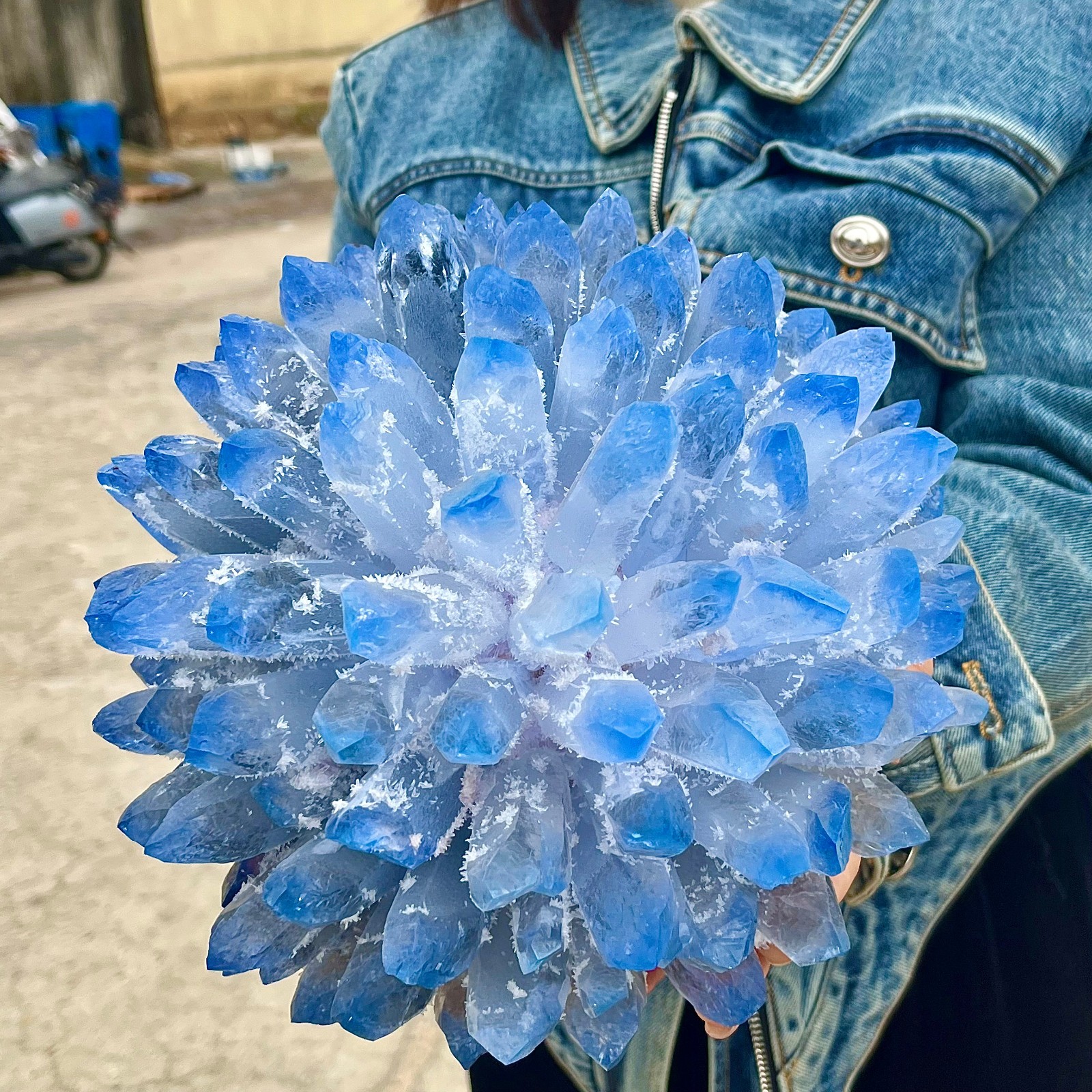 11.9LB eatiful blue Tibetan Ghost phantom Quartz Crystal Cluster Specimen