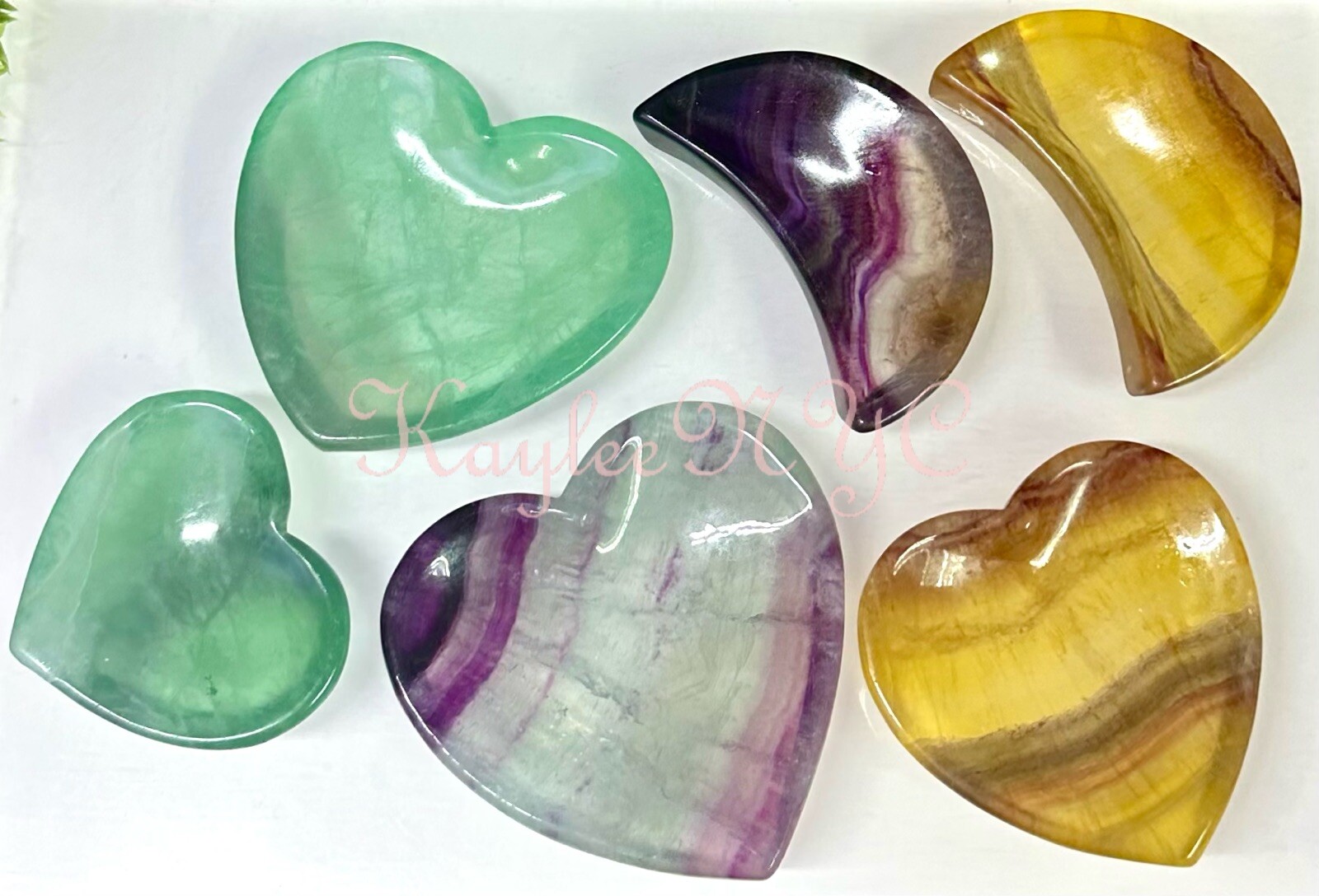 Wholesale Lot 6 Pcs Natural Fluorite Mixed Bowls Crystal Healing 1.8-2 Lbs