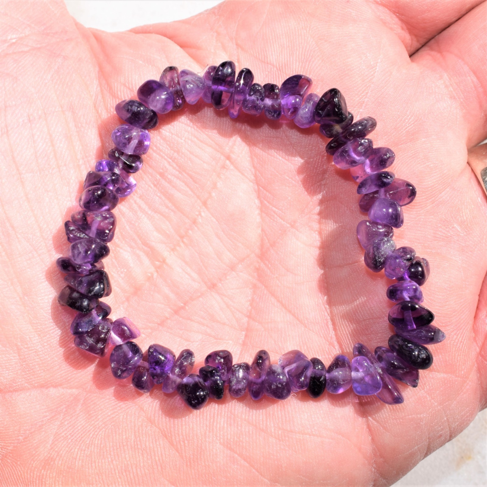 CHARGED Premium Natural (Dark) Amethyst Crystal Chip Stretchy Bracelet