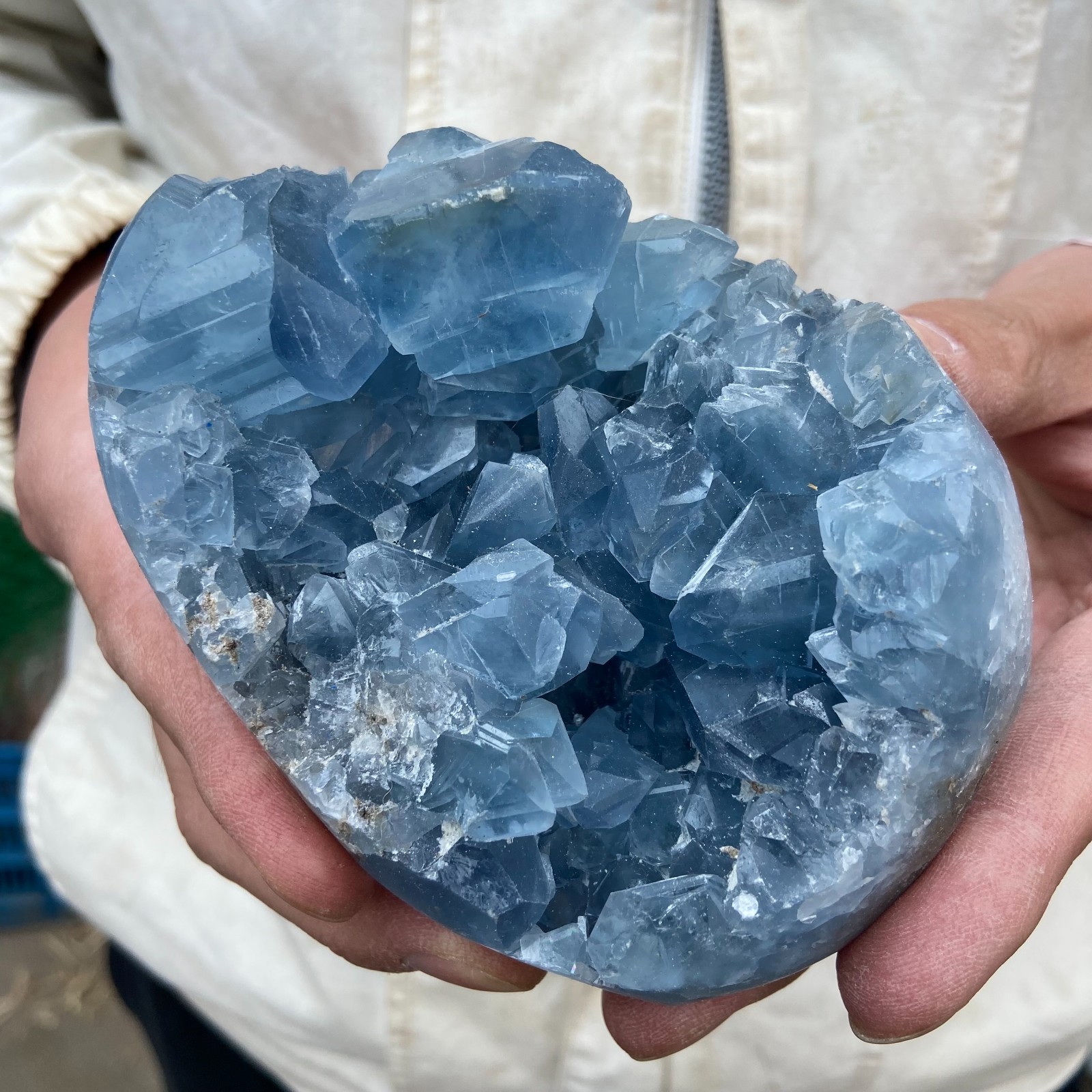 2.2lb natural blue celestite geode quartz crystal mineral specimen healing