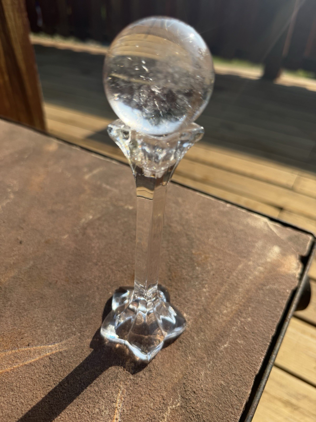 108g Natural Clear Tourmalinated Quartz Crystal Sphere Brazil With Stand