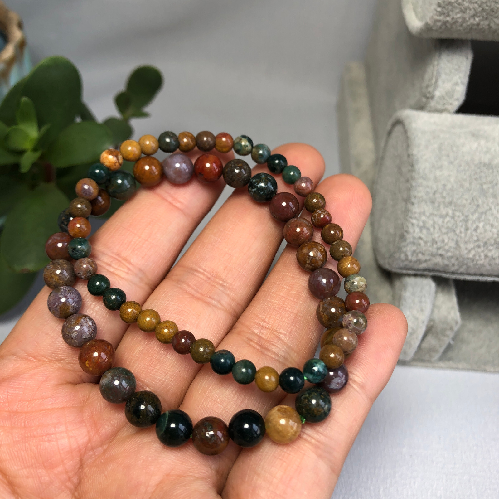 wholesale 4mm/6mm Natural ocean jasper Crystal beads bracelet 15g-16g A6031