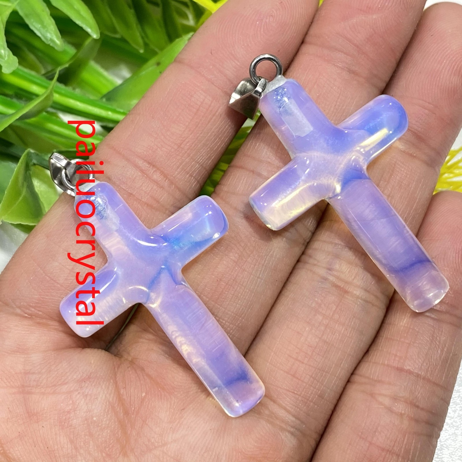1.8″ Opalite Cross Quartz Crystal Skull Carved Pendant Reiki Healing Gem 1pc