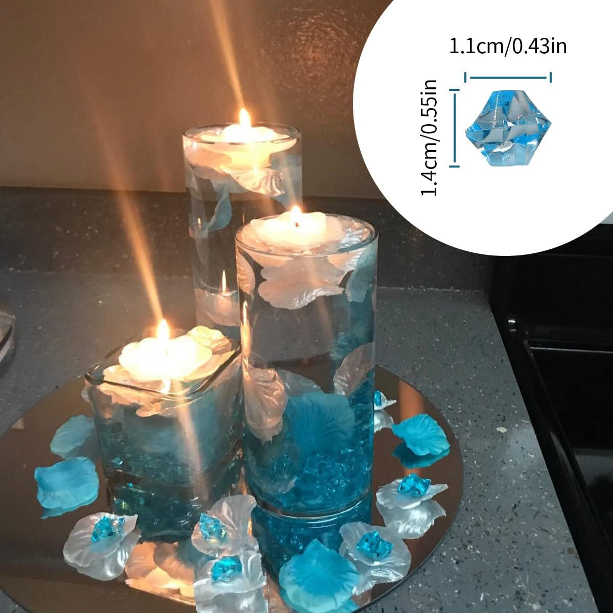 300 Pcs Acrylic Ice Rocks Crystals Gems, Bulk Fake Crystals, Plastic Diamonds fo
