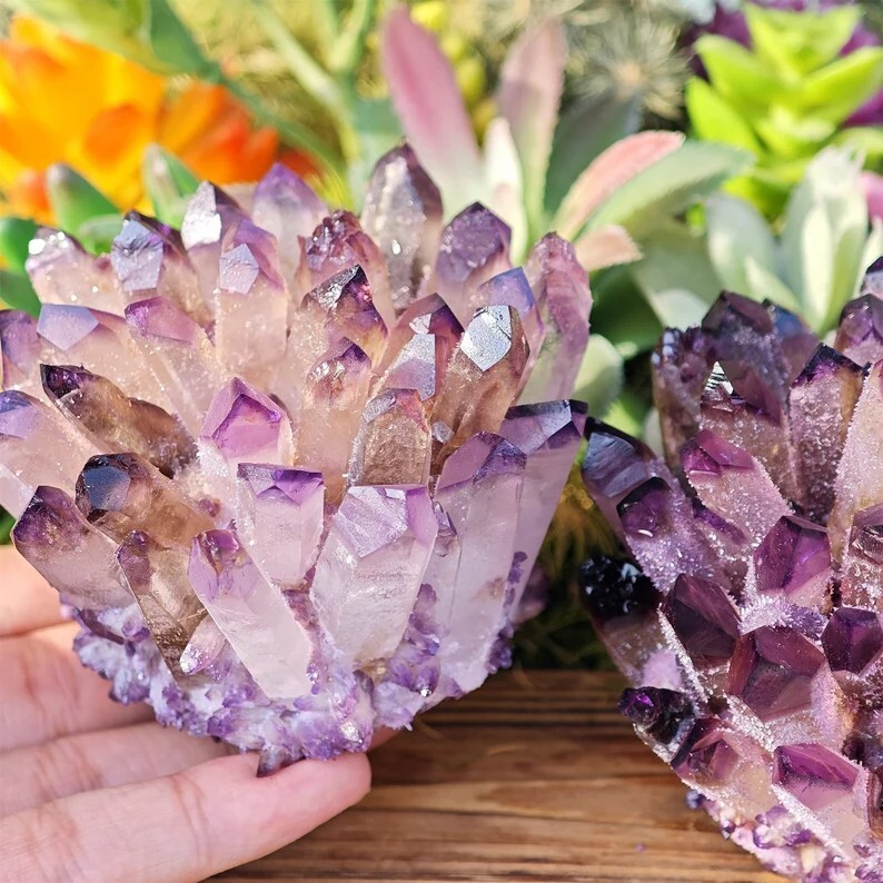 300G+ New Find Large Crystal Amethyst Phantom Cluster Healing Rocks Specimens