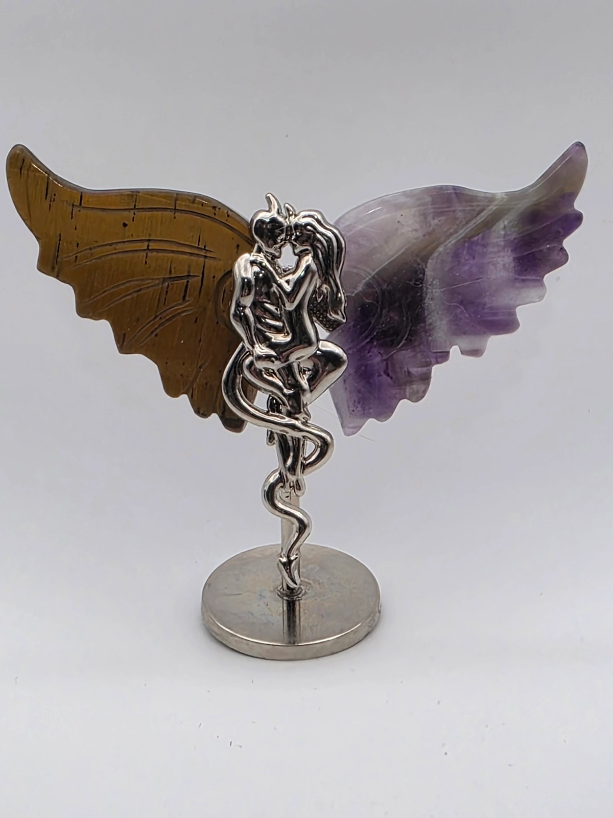 💜 Tiger’s Eye and Amethyst Forbidden Love Mini Wings — Divine Calm (2.5″)
