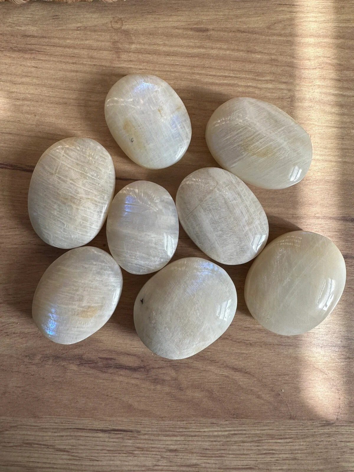 Natural Rainbow Moonstone Crystal Palm Stone Tumbled Stone Home Decor Gift