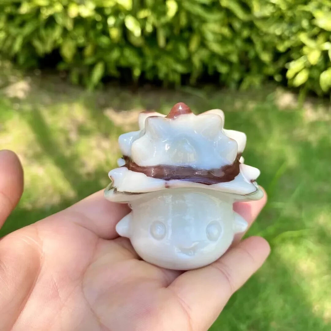 2”+ Natural White jade Quartz crystal Carved mushrooms skull reiki Random 1pc