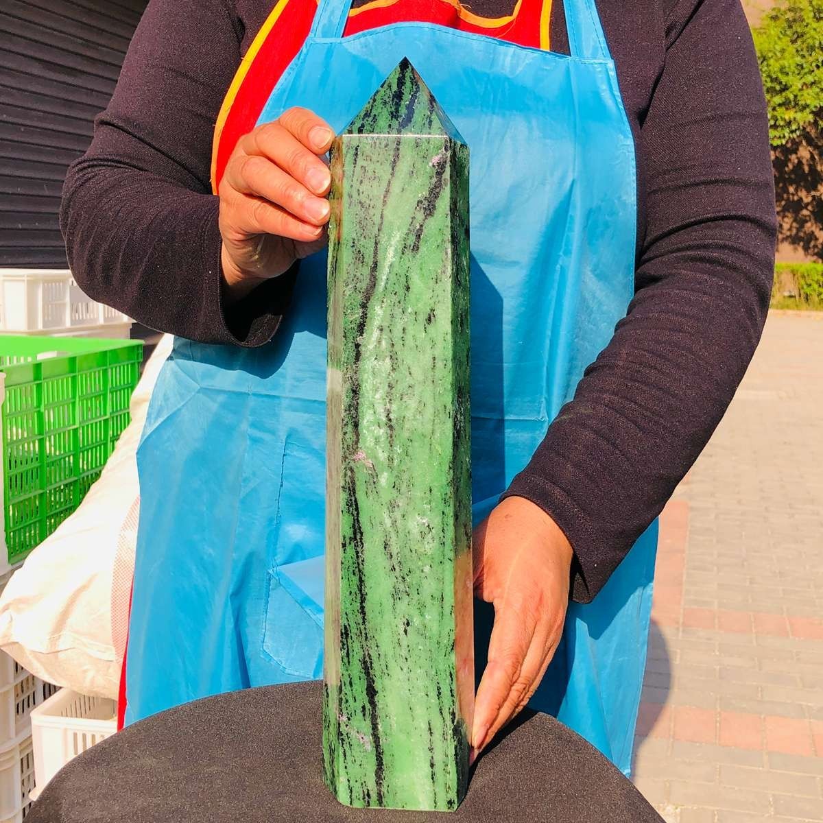 9.59LB Large Natural Red and Green Treasure Crystal Obelisk Specimen Healing