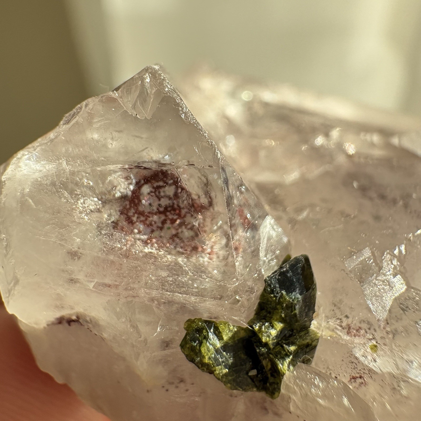 Natural Garden Quartz w/ Epidote Pyramid Inclusion Cluster Raw Mineral Healing