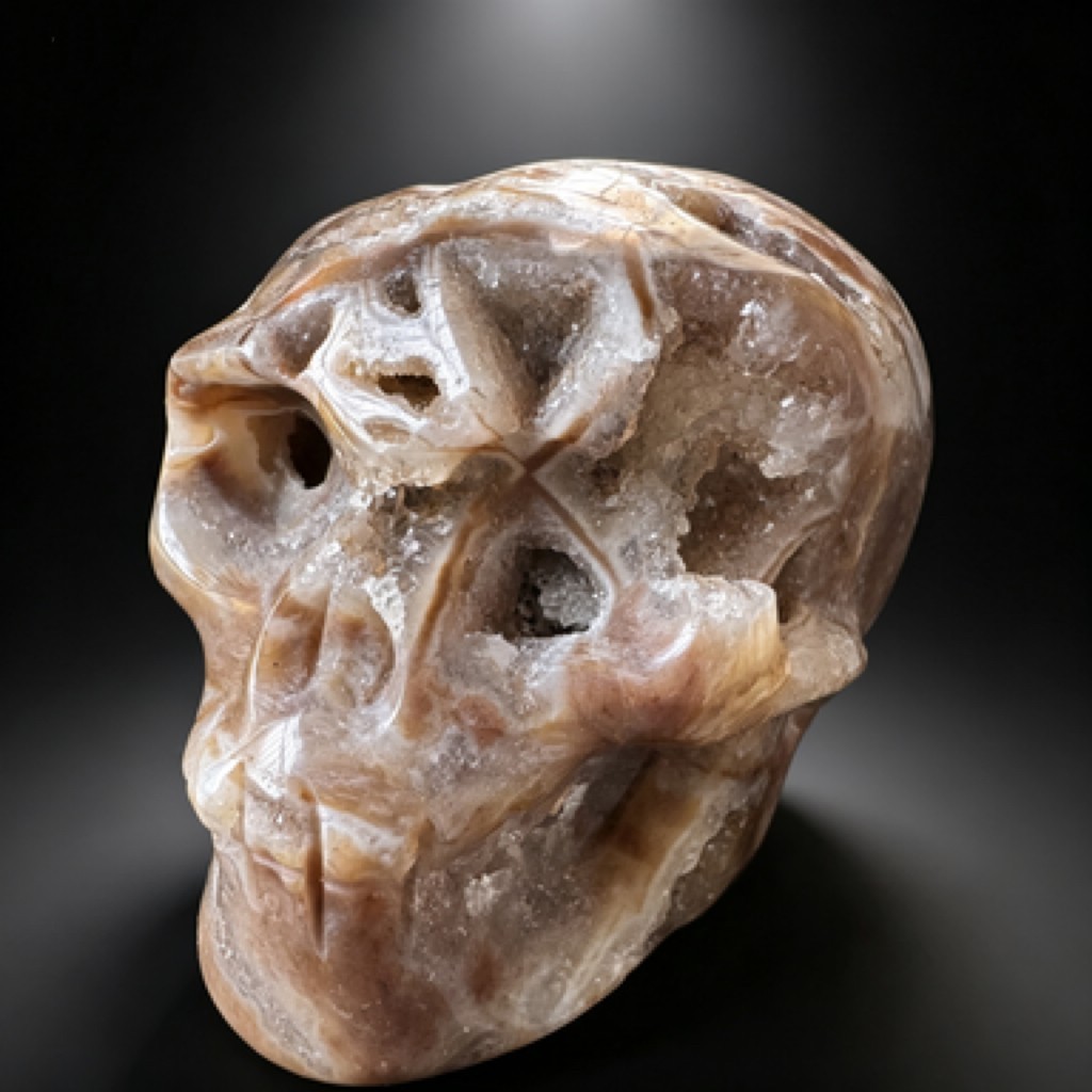 Natural Sphalerite Hand Carved Skull Sculpture, Polished Crystal Healing Statue