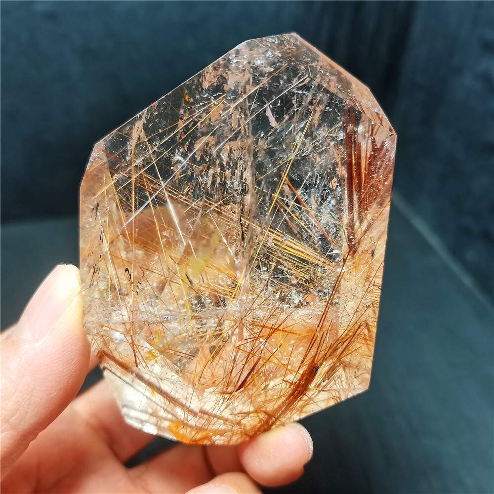 Rare Clear Golden Rutilated Inclusions Stone Gold Needles Stone specimen CY07