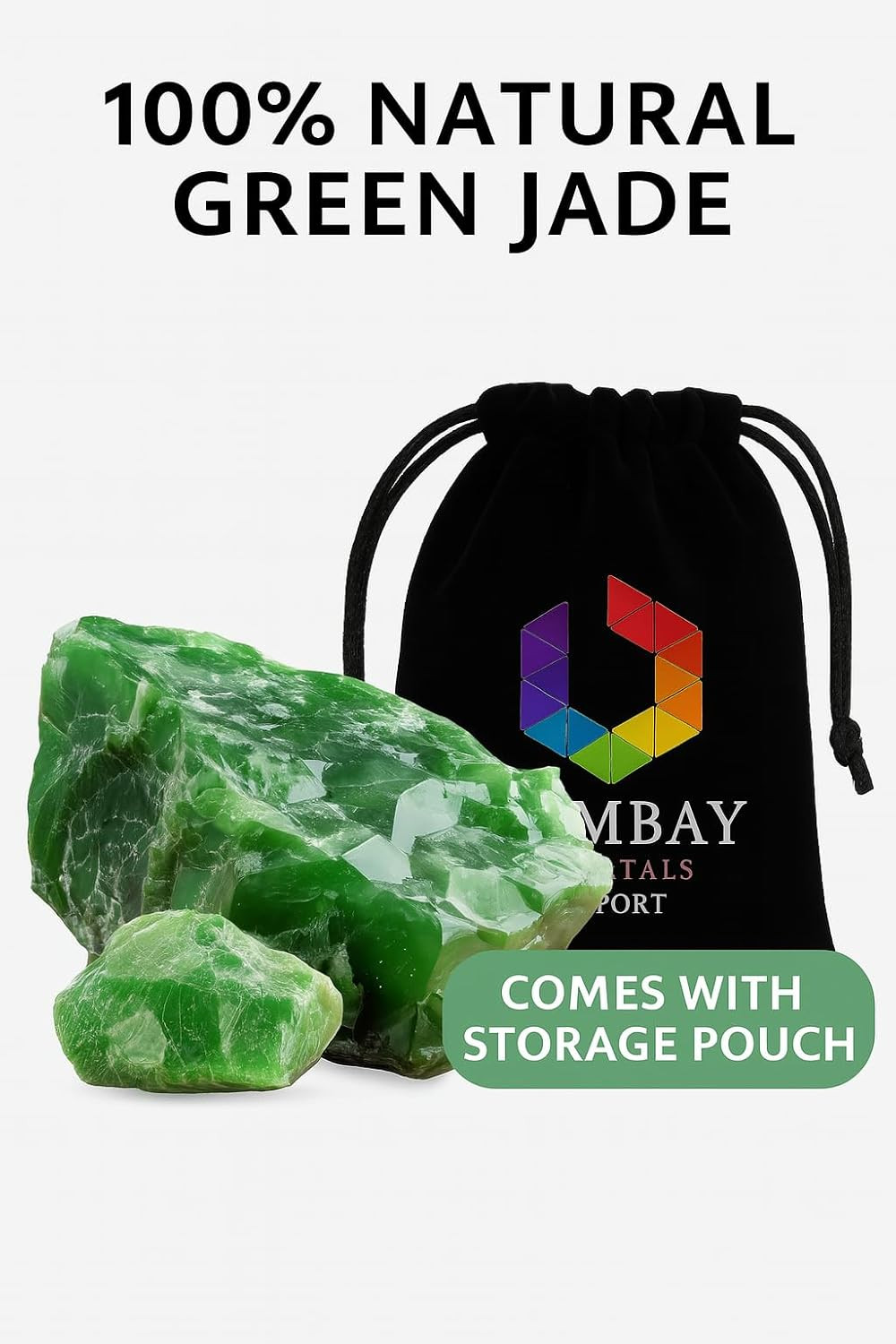Green Jade Raw Crystals – Large 1.25-2.0” Natural Healing Stones for Luck, Prosp
