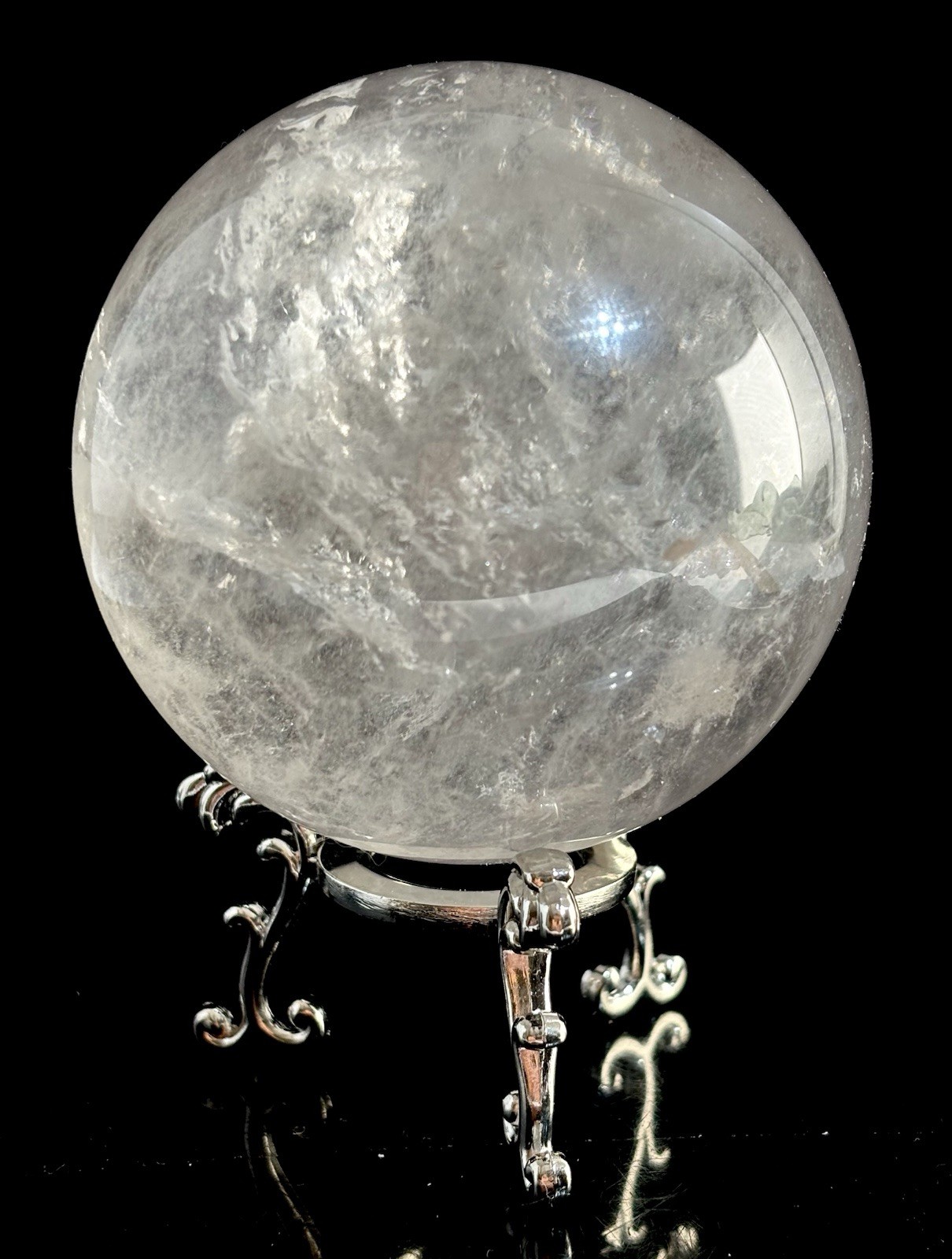 Large 1.065LB Clear Quartz Crystal Ball Sphere High Clarity Beautiful Gem Stone