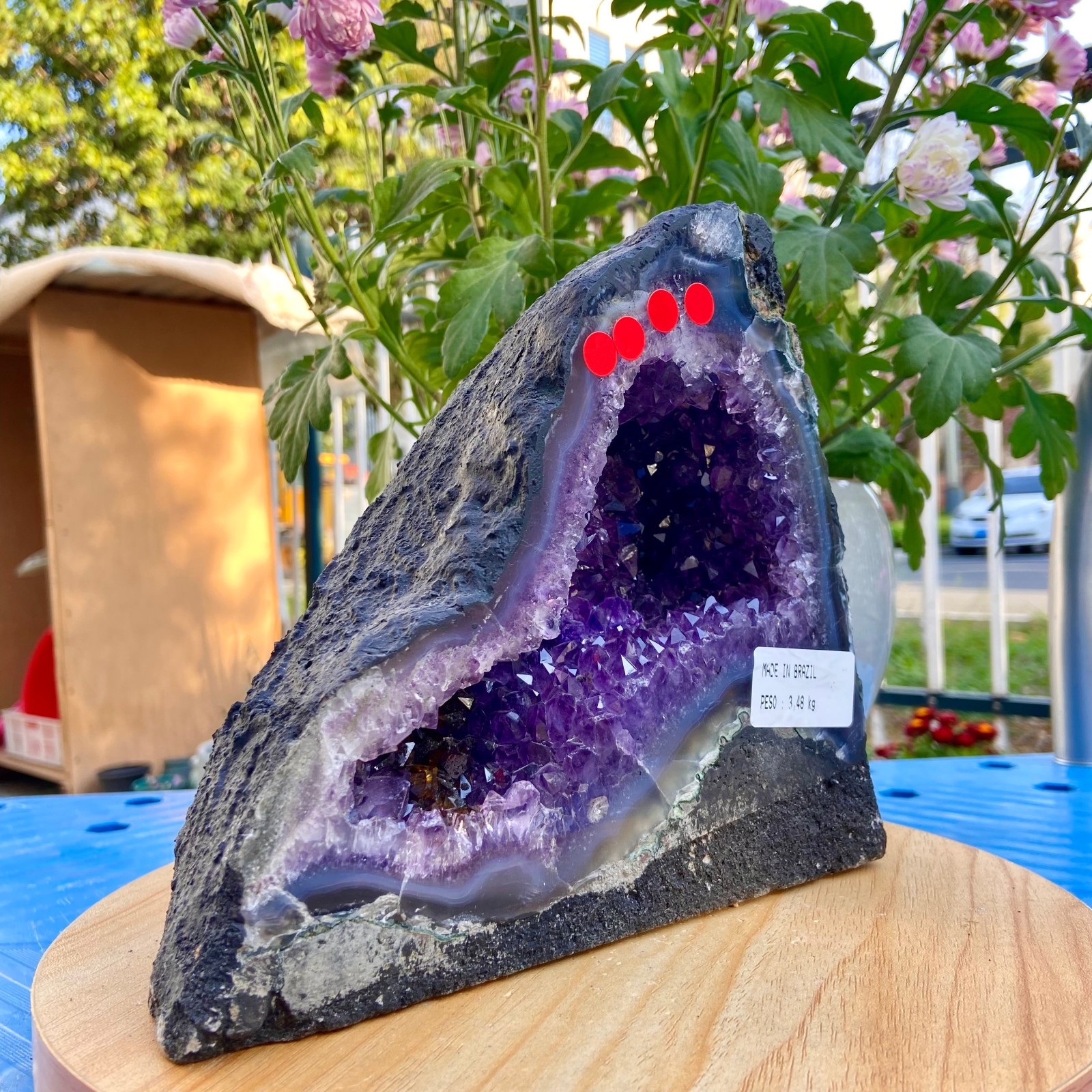 7.6LB Natural Amethyst Geode Quartz Crystal Cluster Cathedral Energy healing