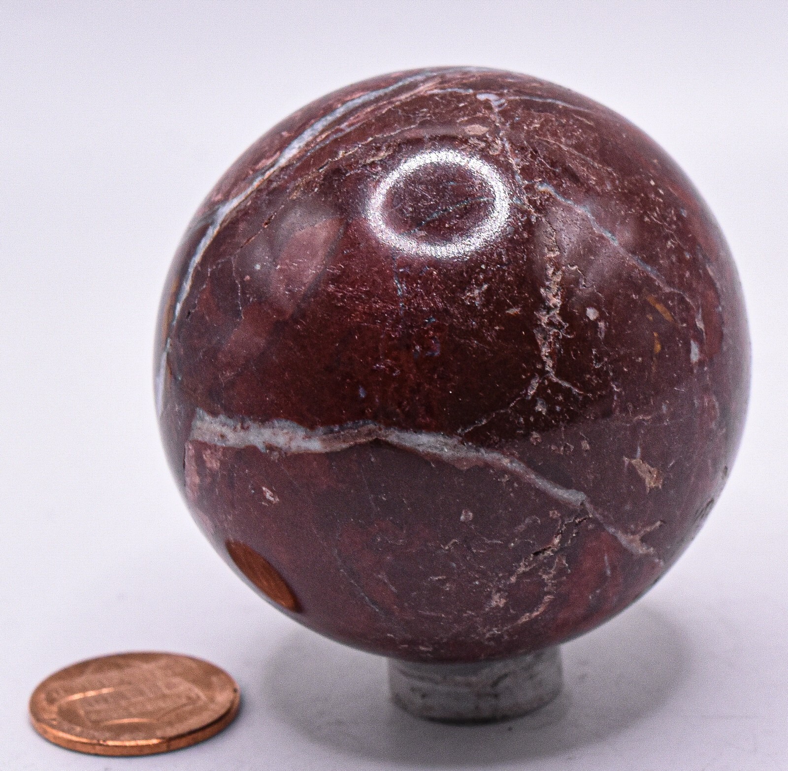 52mm Deep Red Jasper w/ Quartz Sphere Polished Natural Crystal Mineral Ball Peru