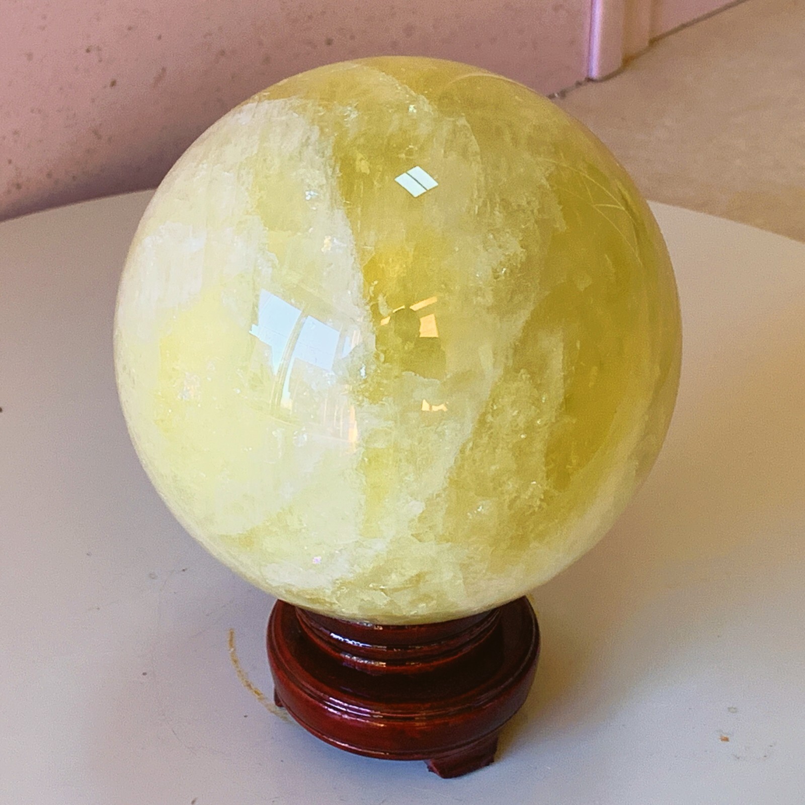 TOP 7.0LB Natural citrine Quartz Sphere Crystal globe Healing+stand YC11