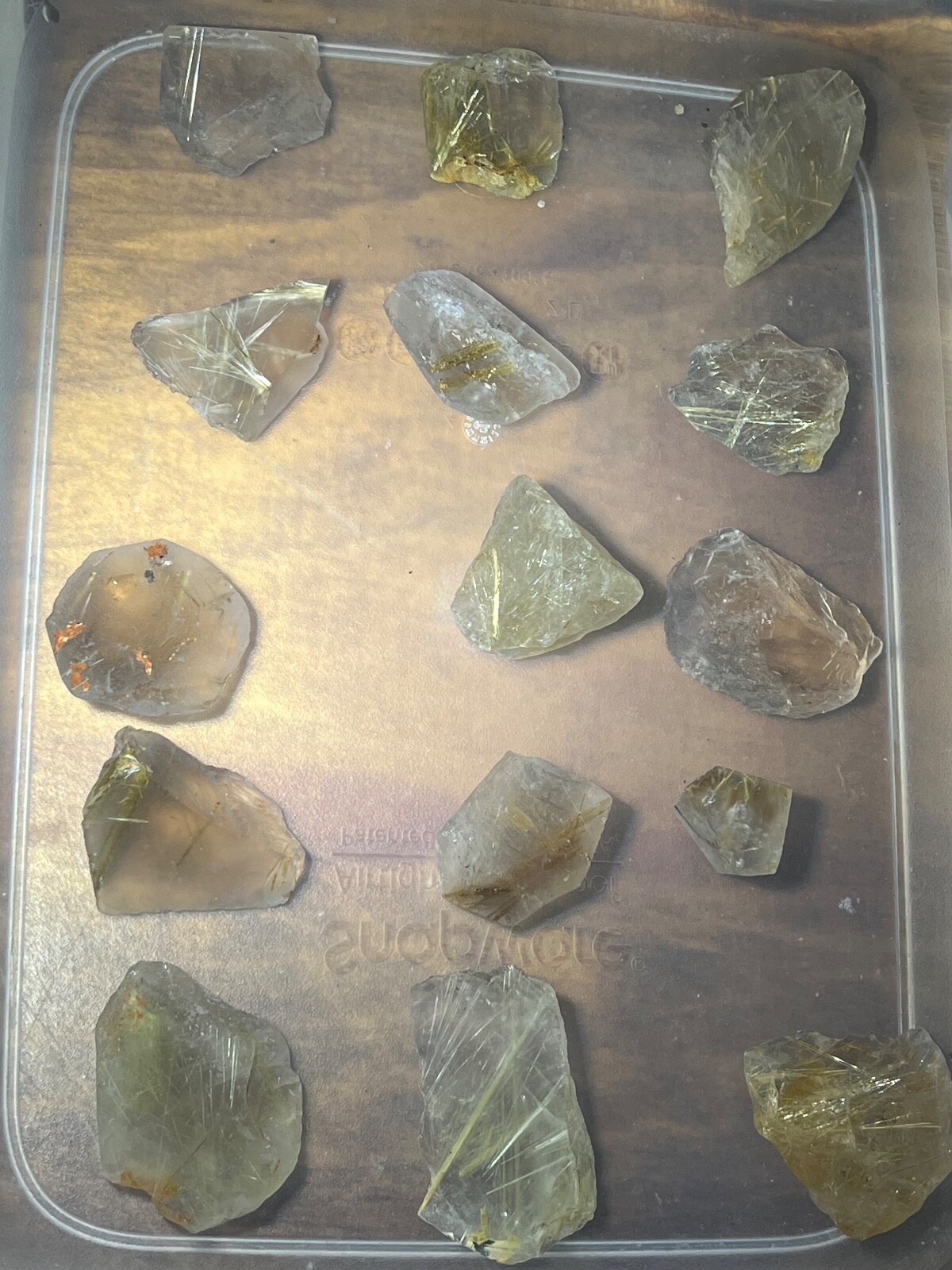 Golden Rutile Quartz 4-7 crystals 50 + grams cabbing ready rough parcel