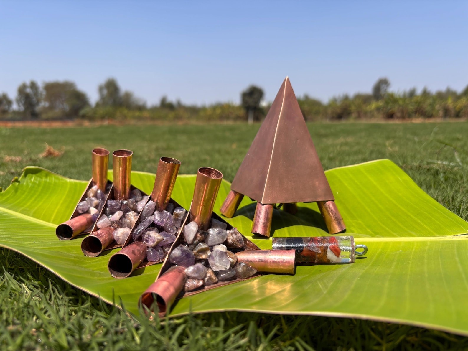 Nubian Copper Plated Healing Crystal Pyramid connector kit only