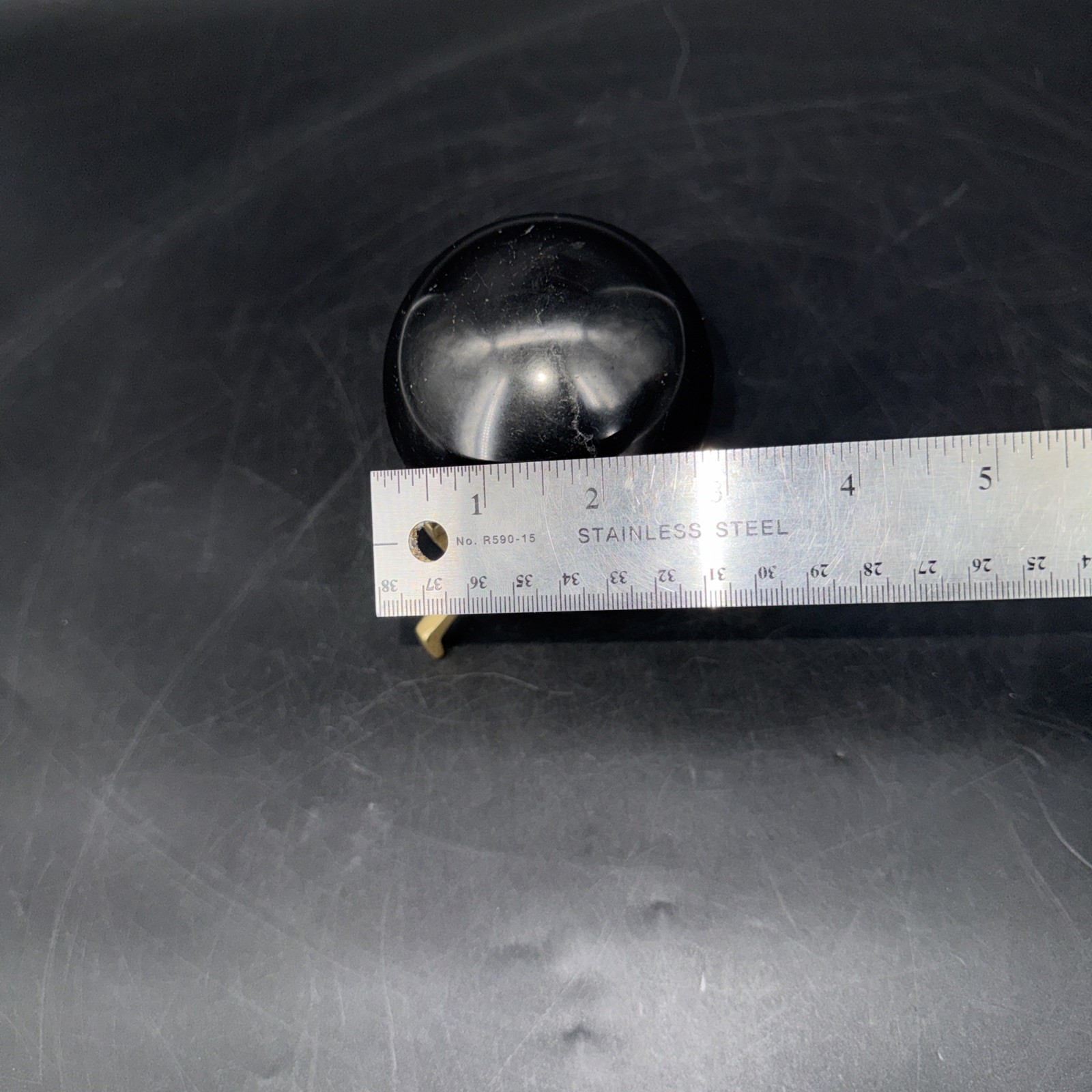 Vintage Black Obsidian 3.5” Ball Crystal Sphere Stone On Brass Base