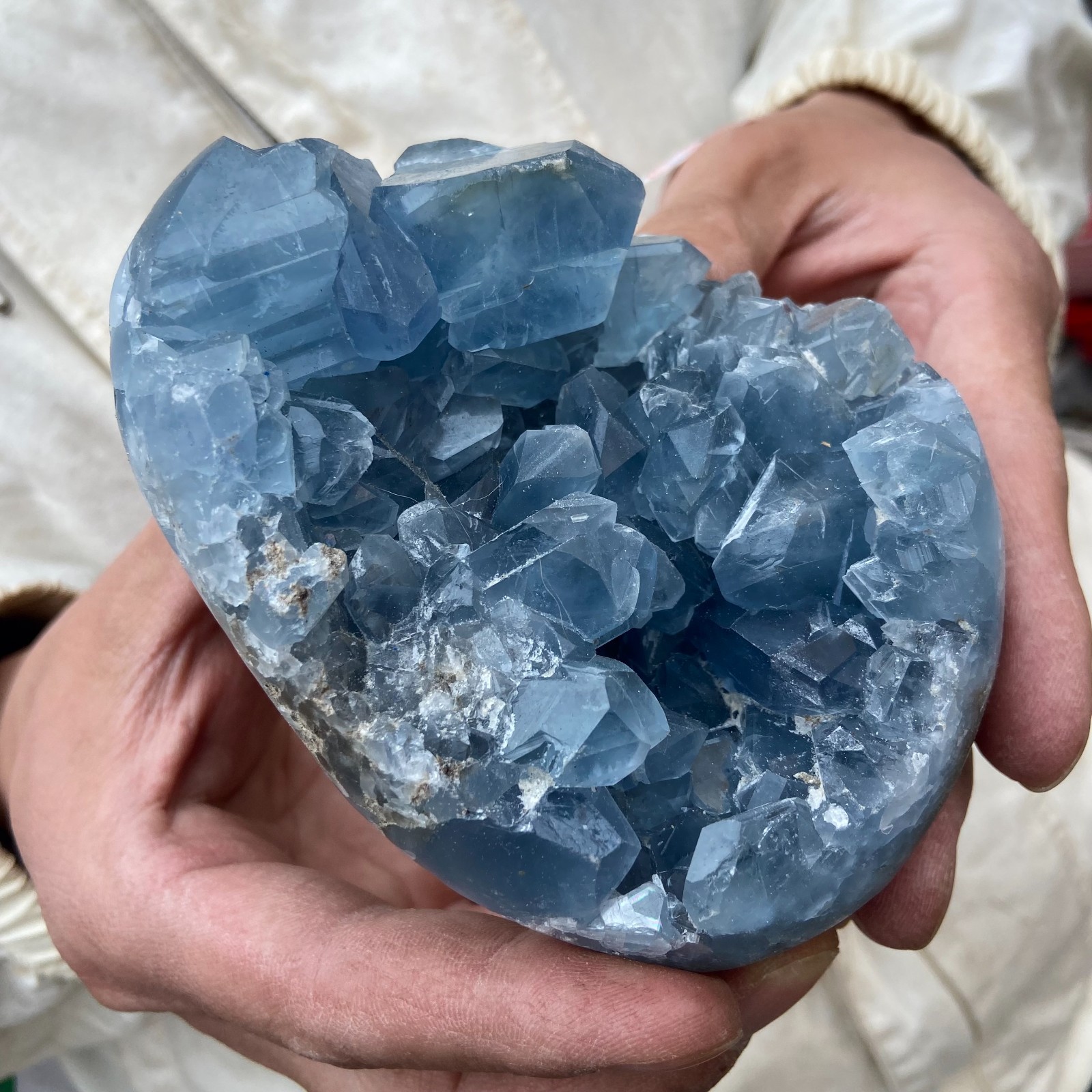 2.2lb natural blue celestite geode quartz crystal mineral specimen healing