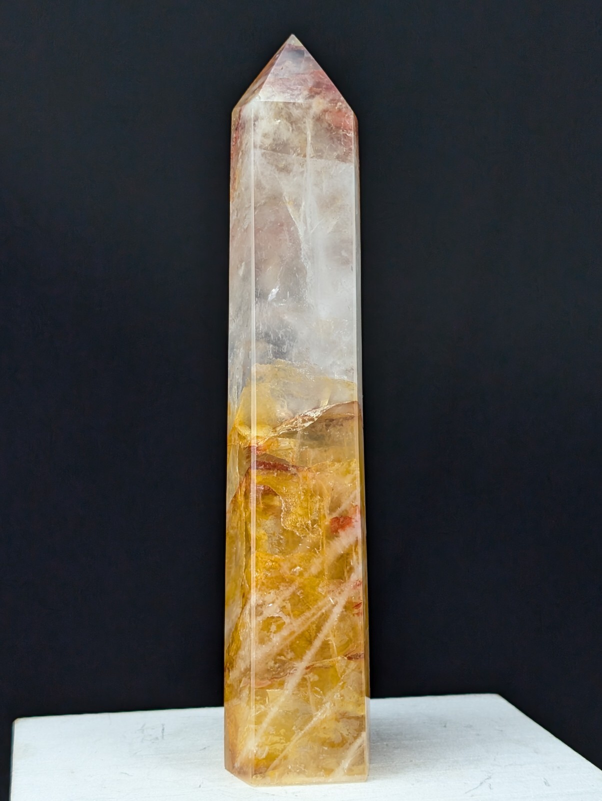 Golden Healer Tower Point Crystal Quartz Gemstone Large Big Tall Chakra Wand