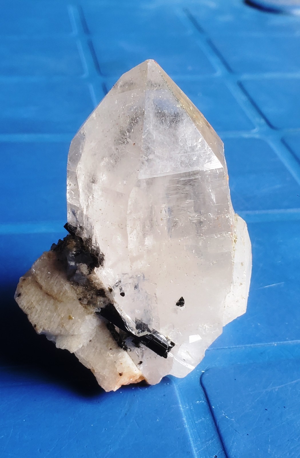 Unique Black Terminated diamond Shape Quartz Crystal with Tourmaline Specimen