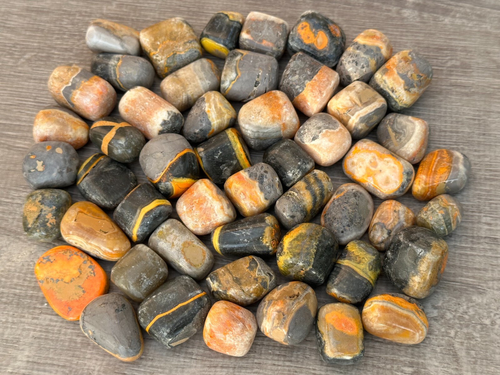 Grade A++ Bumblebee Jasper Tumbled Stones, 0.85-1″ Tumbled Bumblebee Jasper