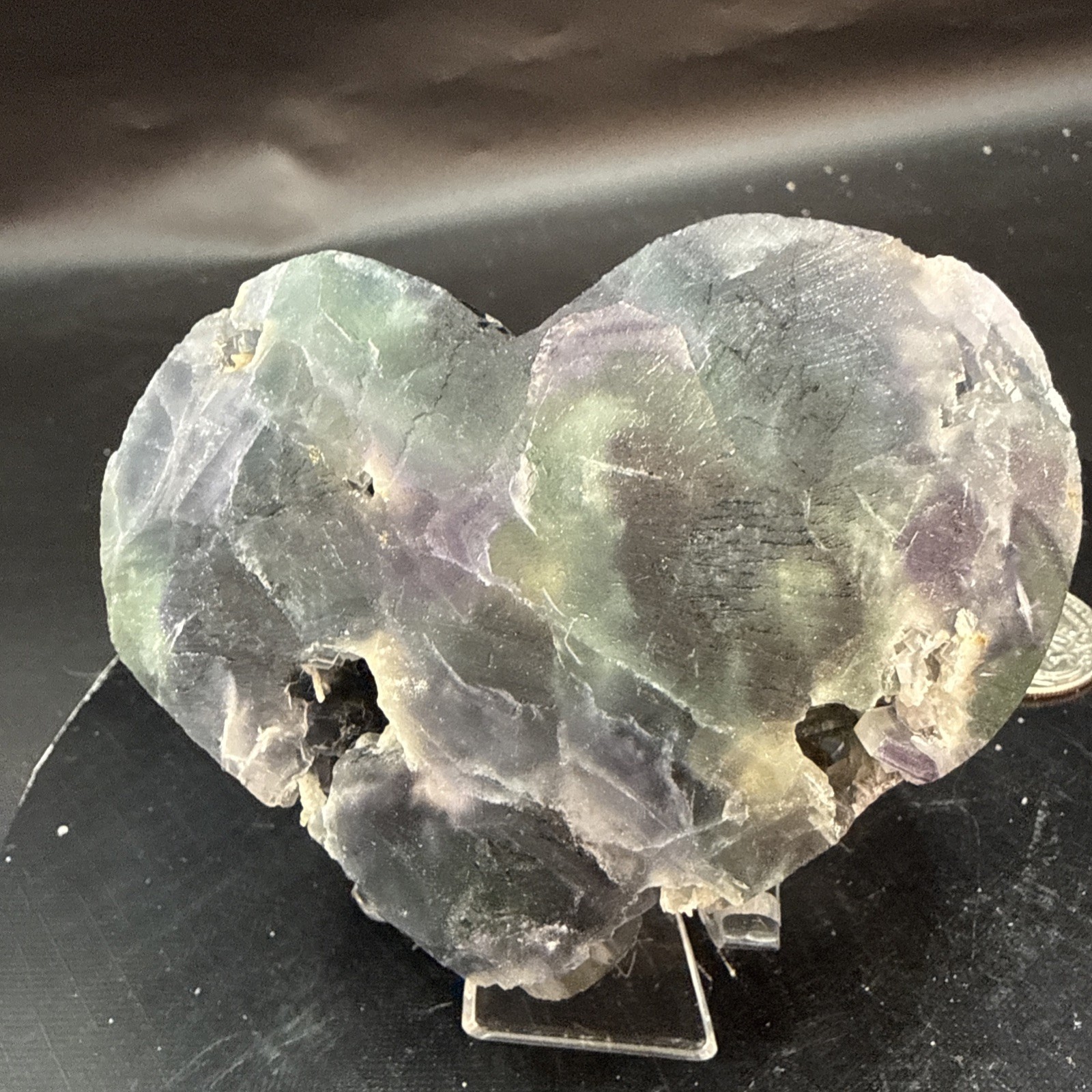 Multi-Colored Natural Faced Cubic Flourite Heart Specimen! Minerals, Crystals!