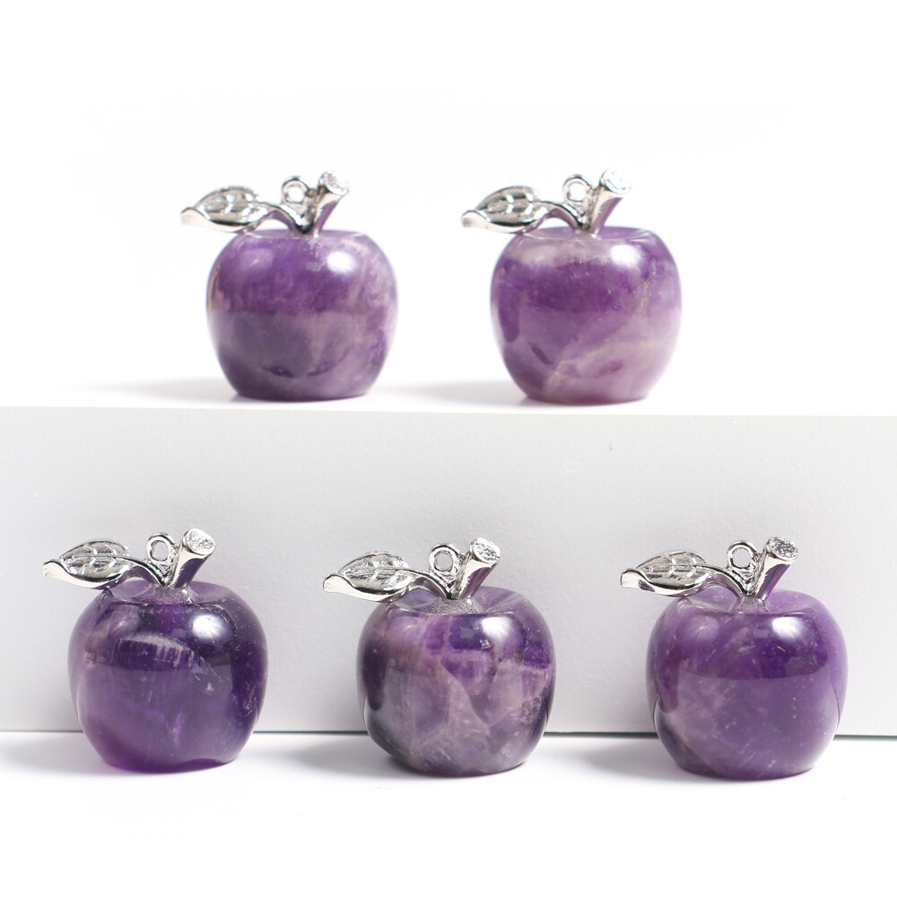 Mini Gemstones Hand Carved Apple Pendant Crystal Reiki Chakra Healing Beads DIY