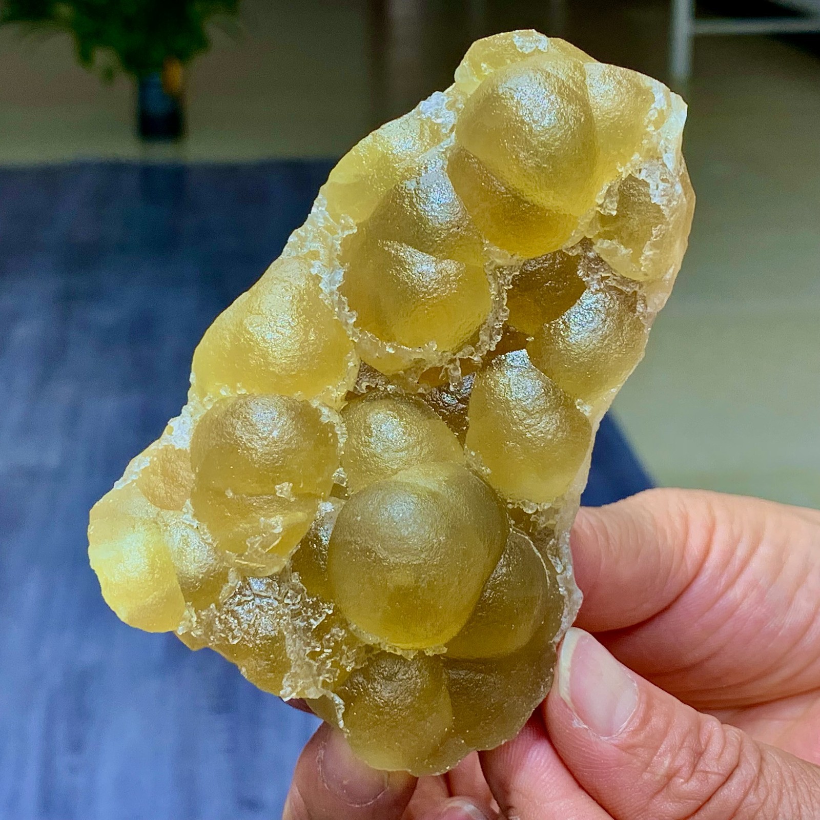 290G Natural transparent yellow spherical fluorite mineral crystal sample