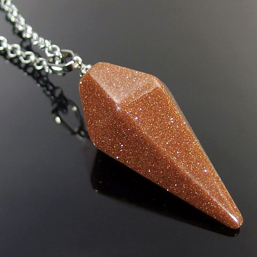 Cone Pendulum Natural Crystal Gemstone Hexagonal Point Pendant Energy Healing