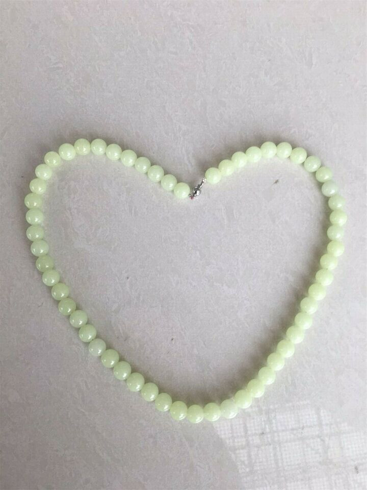 1pcs 10mm “Glow In The Dark” Luminous Stone Rounds Beads Necklace18 inches