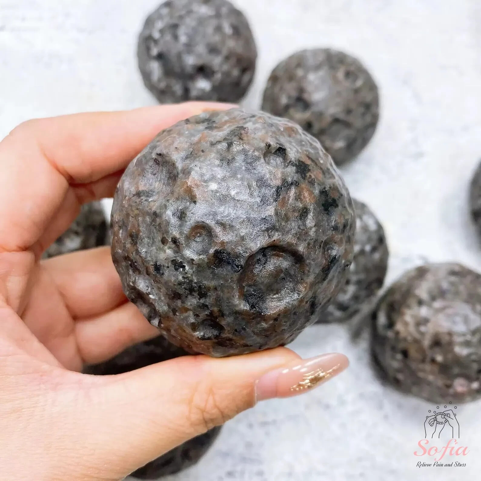 2″ Natural Yooperlite Full Moon Sphere Healing UV Glow Stone Crystal Decor Gift