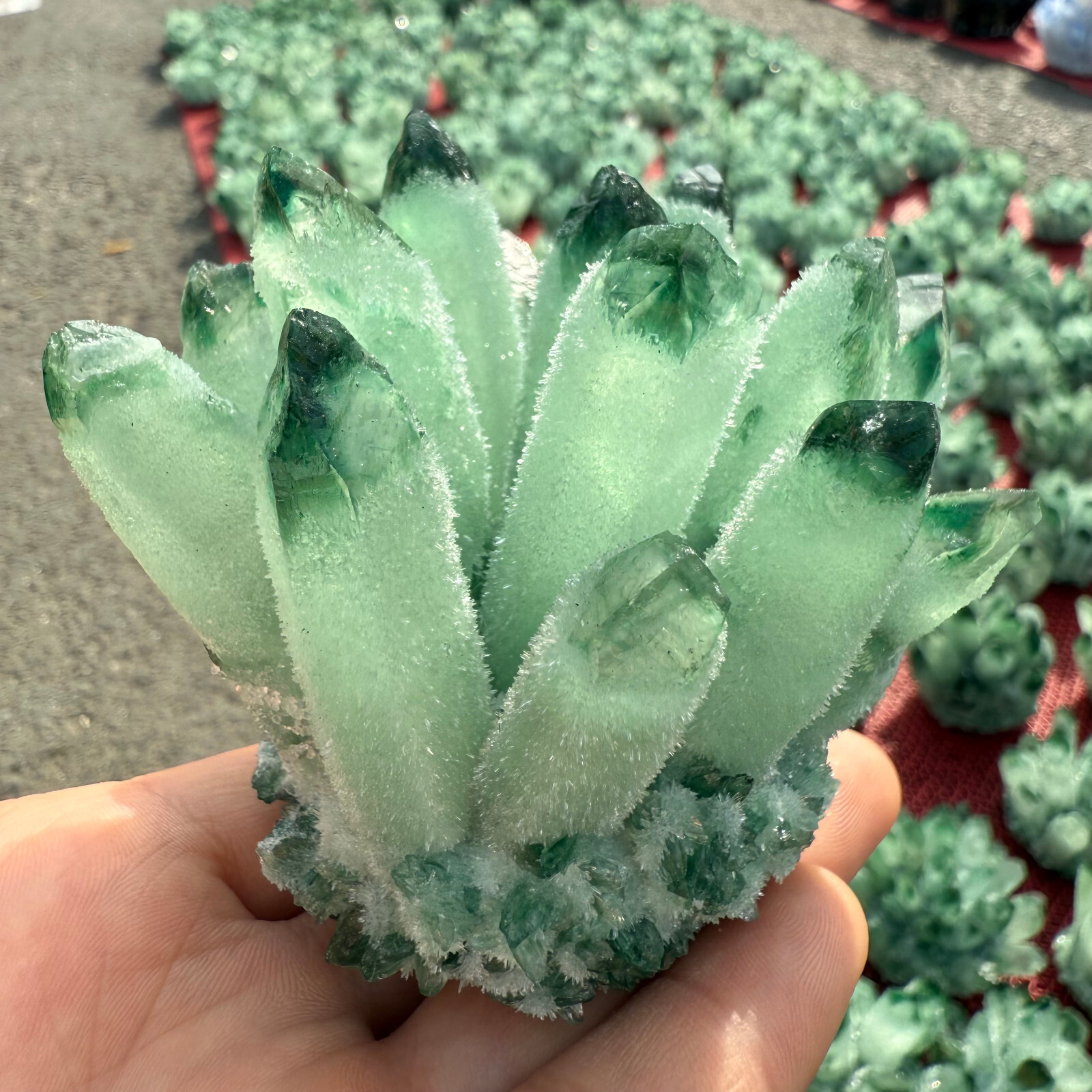 300g Natural Green crystal Quartz Cluster Crystal Mineral Healing Rock Stone