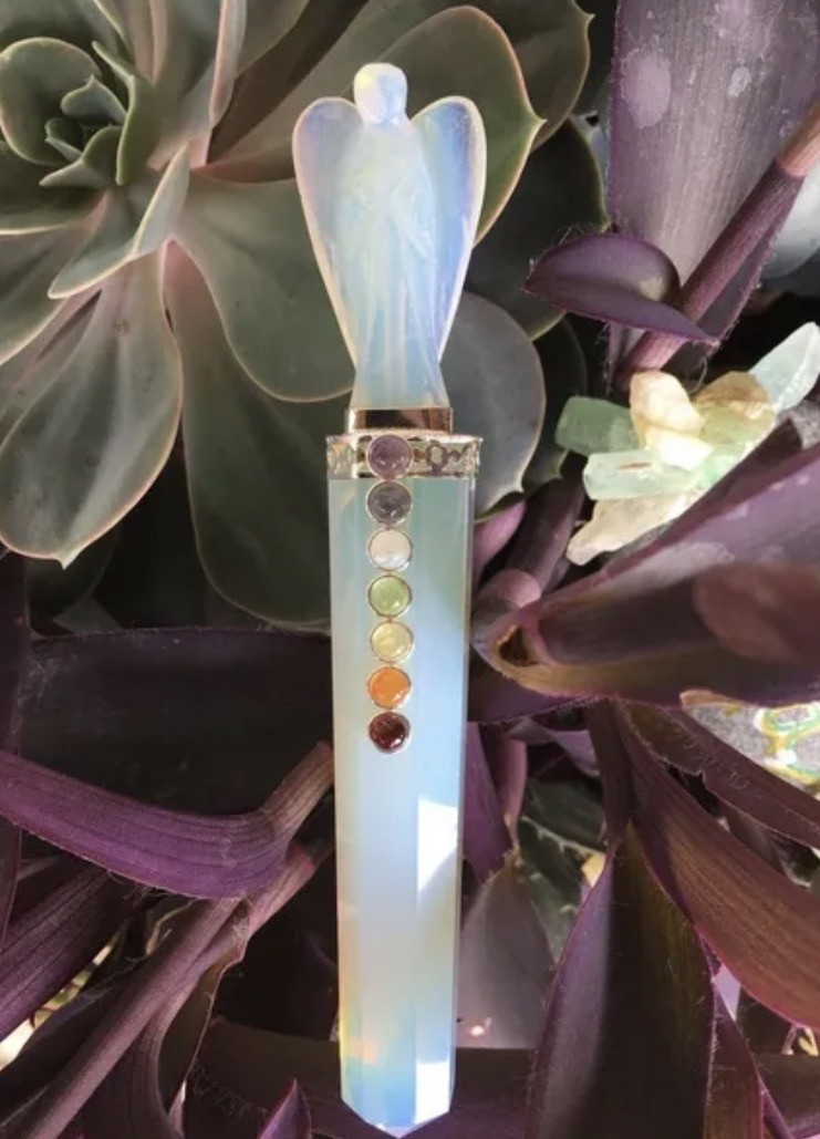 5″ Opalite Opal Tibetan Chakra Healing Wand ,Chakra Wand,Metaphysical,Chakra