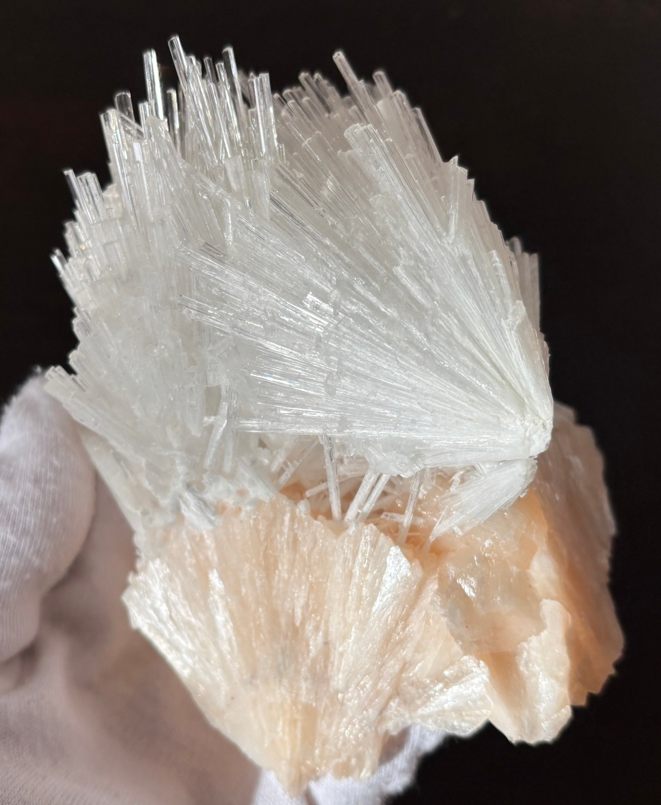 USA SALE 262g 4.3″ x 3.3″ LARGE SCOLECITE STILBITE SPECIMEN Fan/Blades/Spray