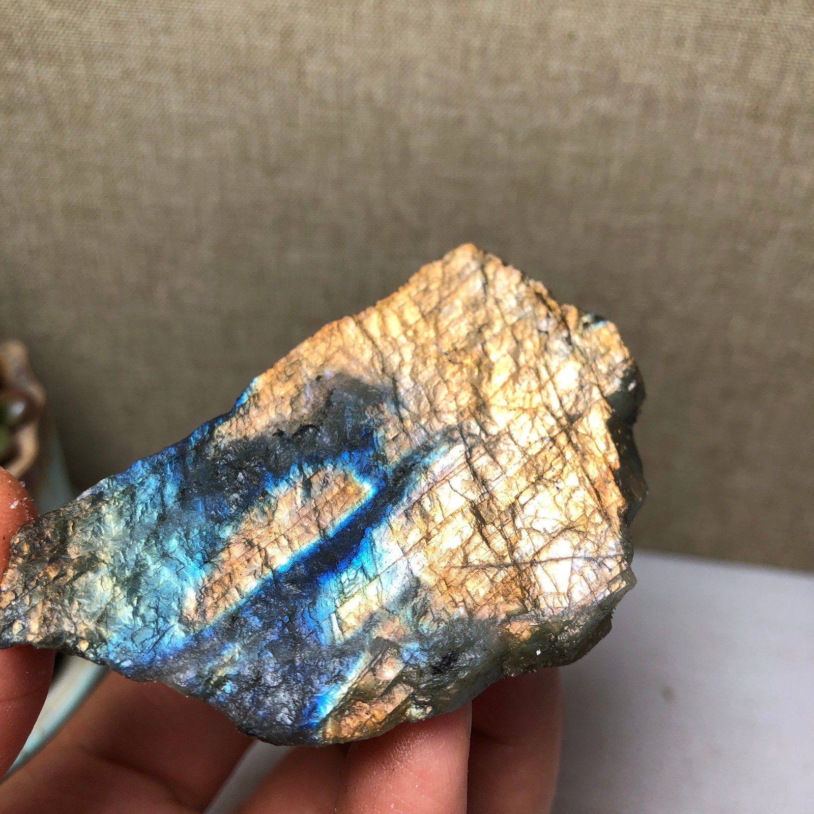 58mm Natural Labradorite Crystal gemstone rough original Specimen 95g A4219