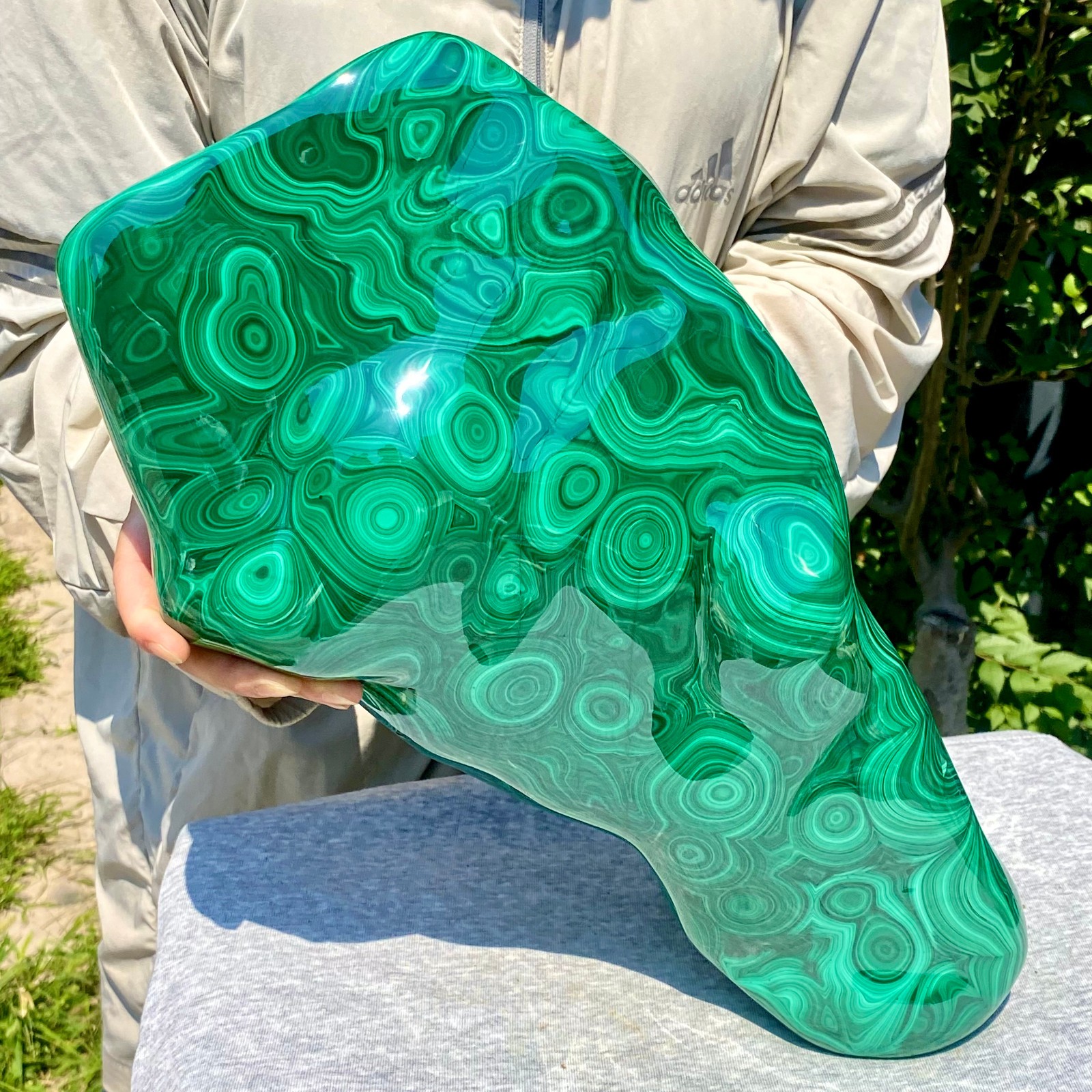 35.05LB Natural glossy Malachite transparent cluster rough mineral sample