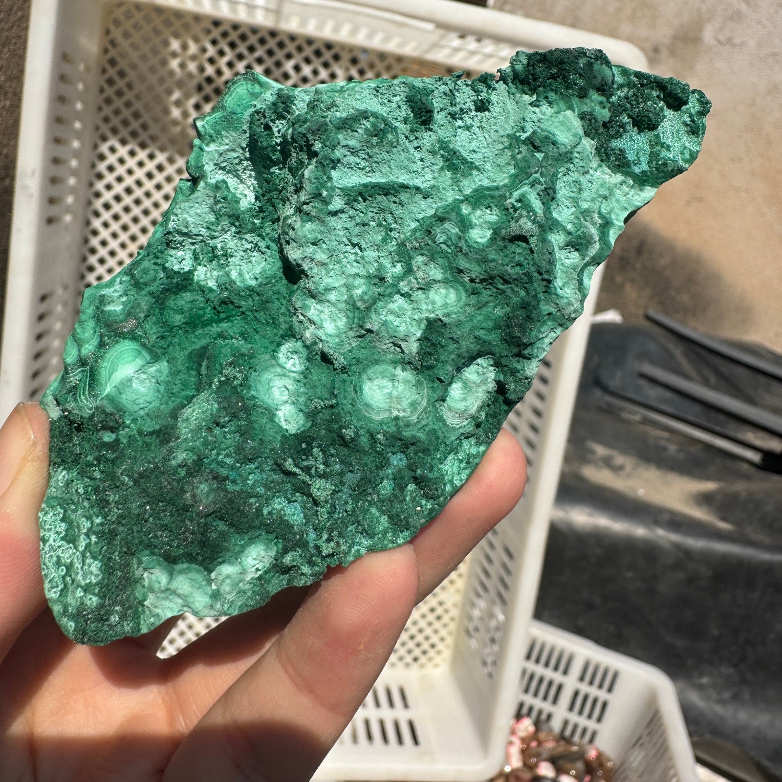 205G Natural glossy Malachite transparent cluster rough mineral sample