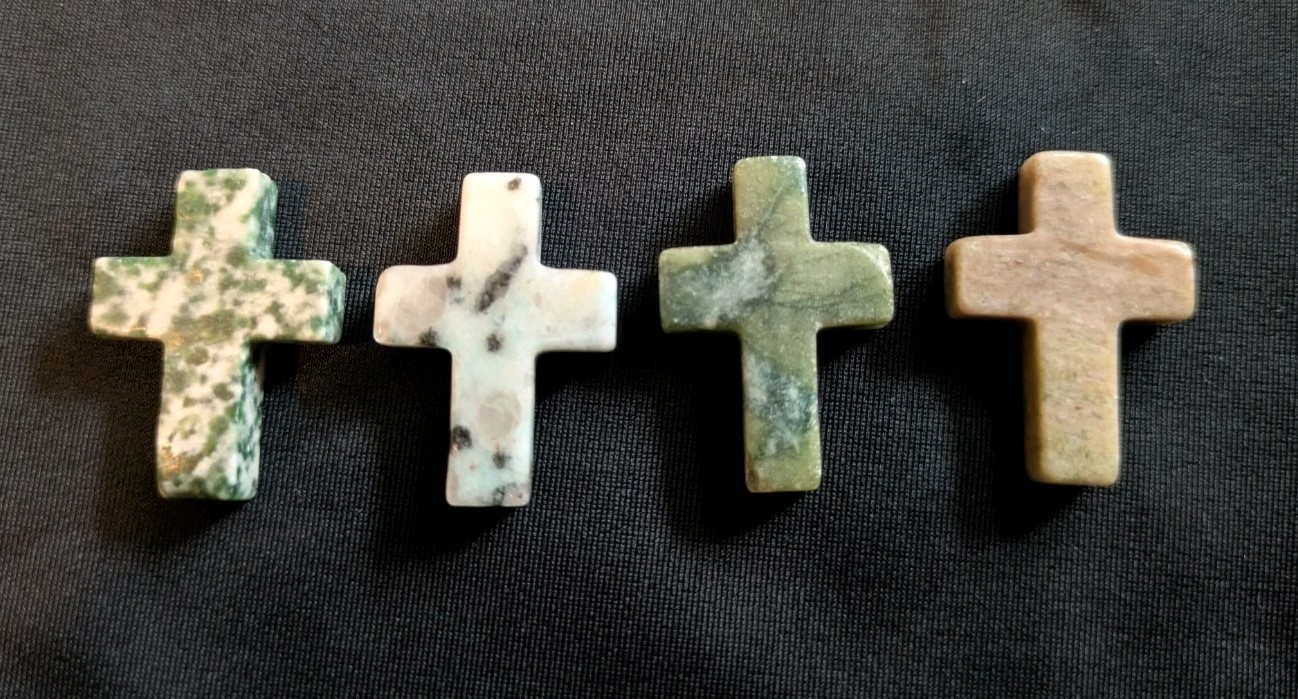 1″ Mini Crystal Crosses Natural Quartz Cross Shaped Worry Stones Charms – #6