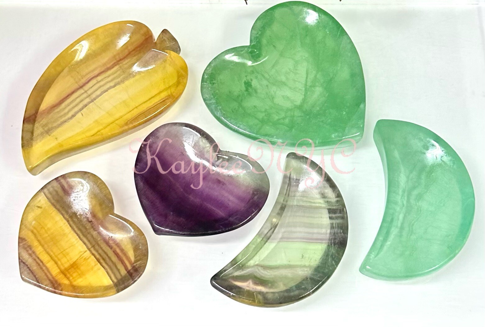 Wholesale Lot 6 Pcs Natural Fluorite Mixed Bowls Crystal Healing 1.8-2 Lbs